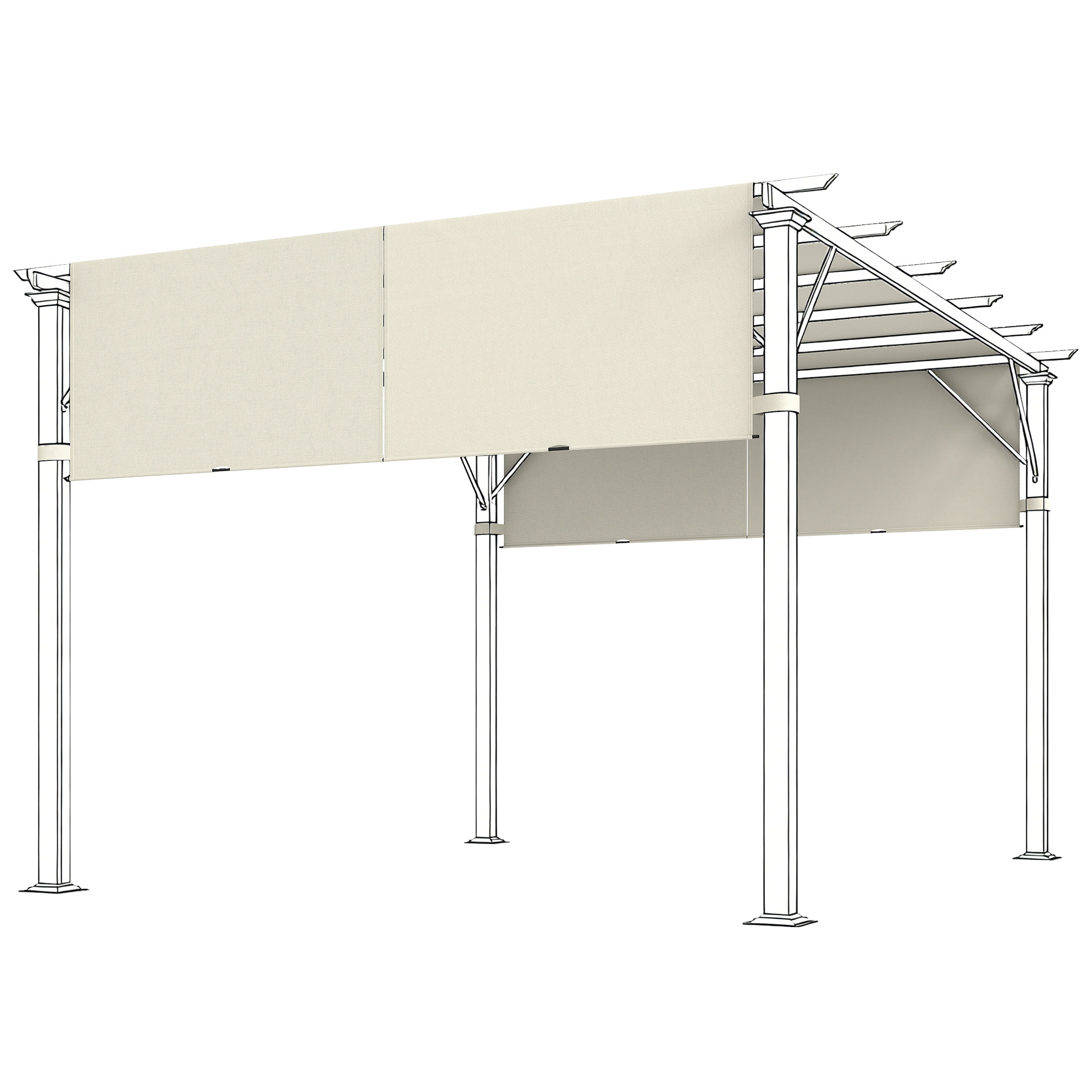 Pergola vahetuskatus UV-kaitsega, päikesesirm terrassikatusele 3 x 3 m paviljonile, kreemvalge