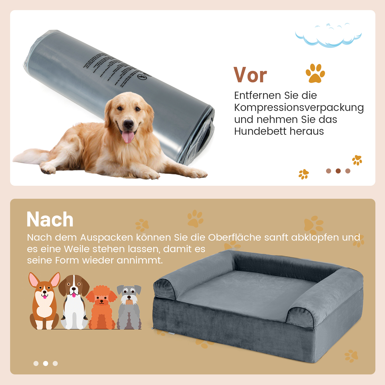 Ortopeediline koeravoodi artriidi ja vanemate koerte jaoks peatoega lemmikloomavoodi eemaldatav pestav kate hall