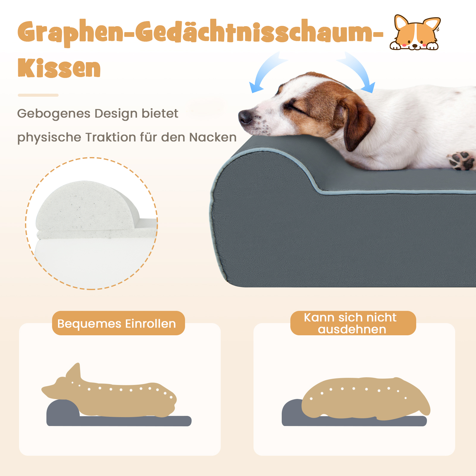 Ortopeediline koeravoodi suurtele koertele mäluvahuga lemmikloomavoodi peatoega hall