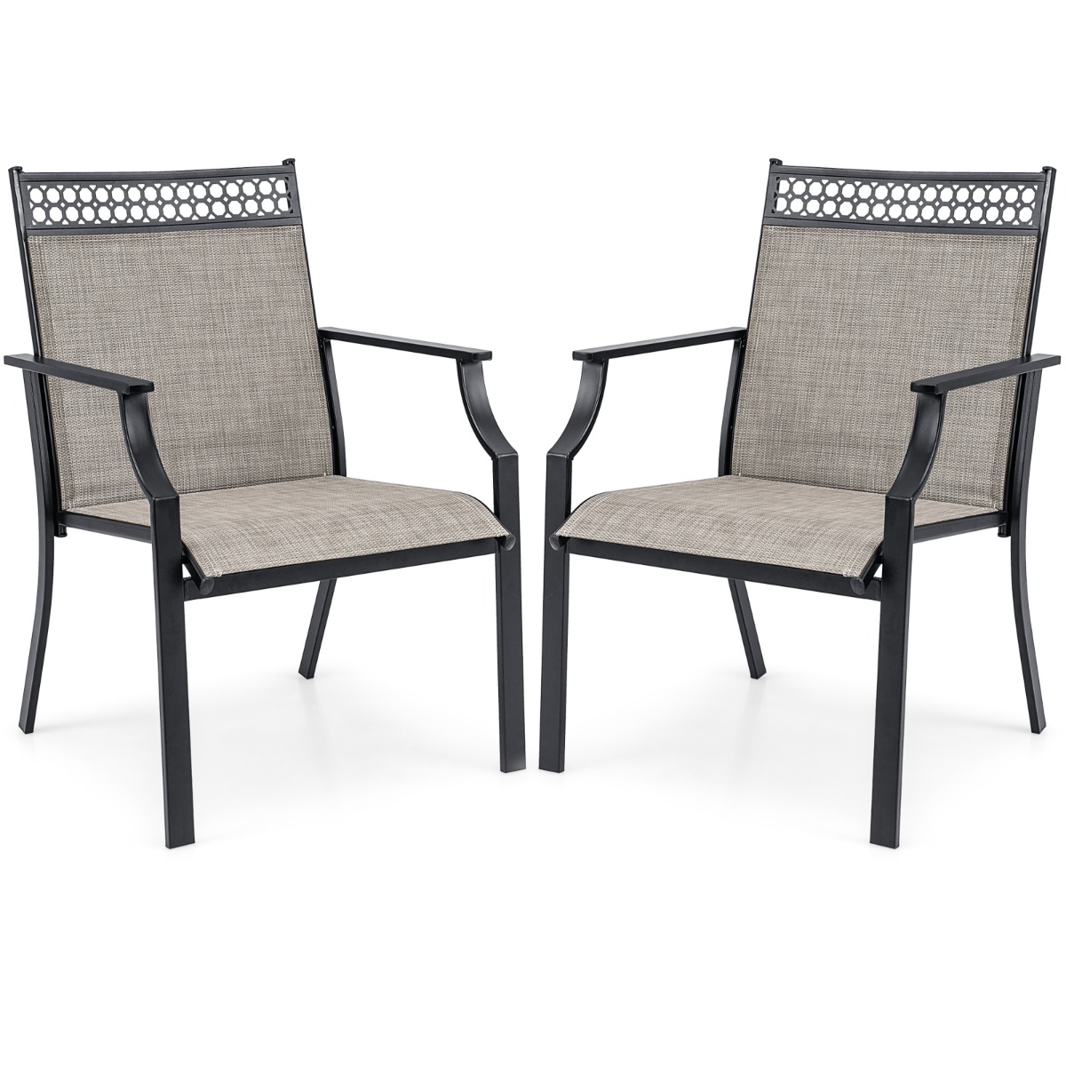 2-osaline aiatoolide komplekt terrassitoolid rõdutoolid kiiresti kuivava kanga ja metallraamiga kohvitoonides