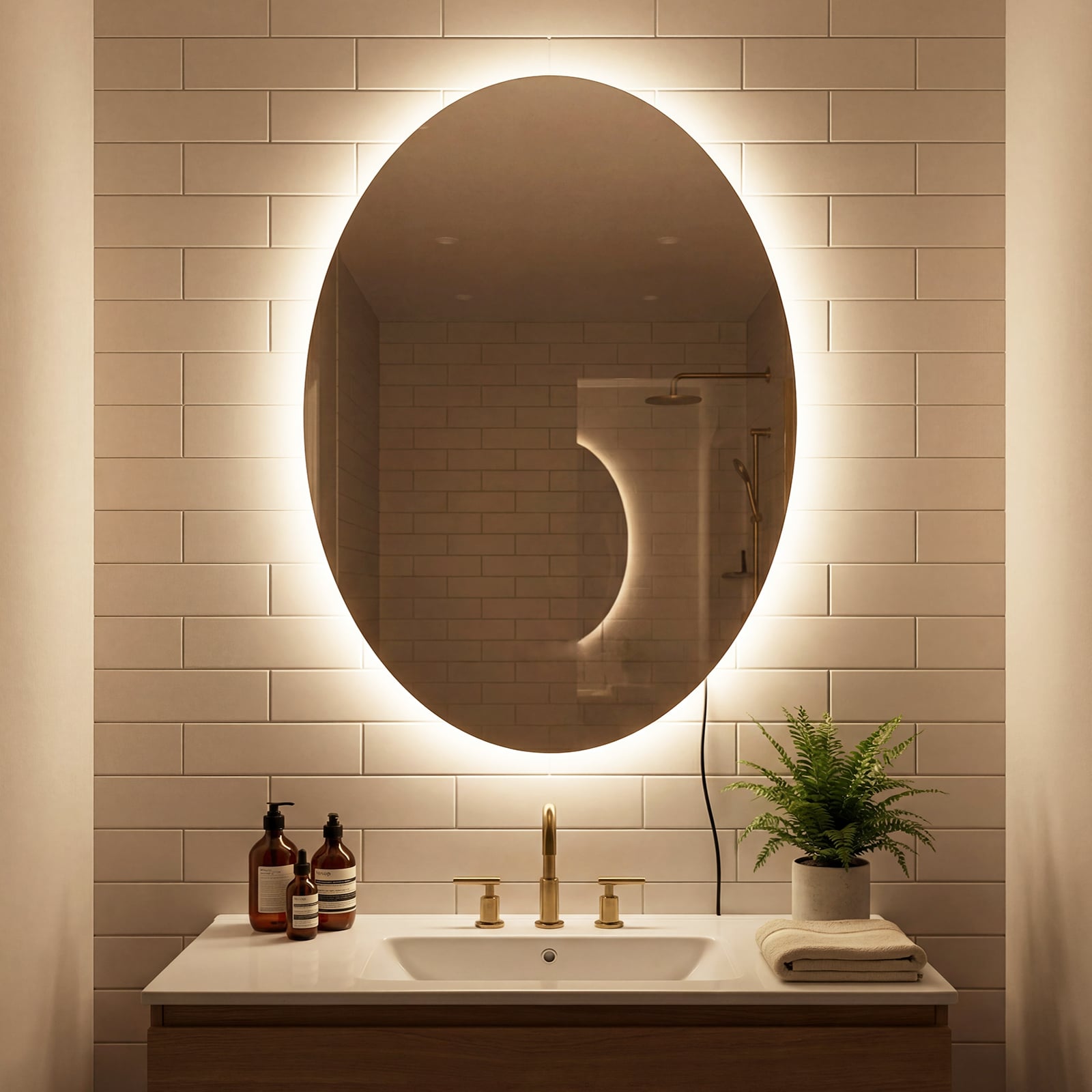 70x50 cm ovaalne vannitoapeegel LED-valgustusega