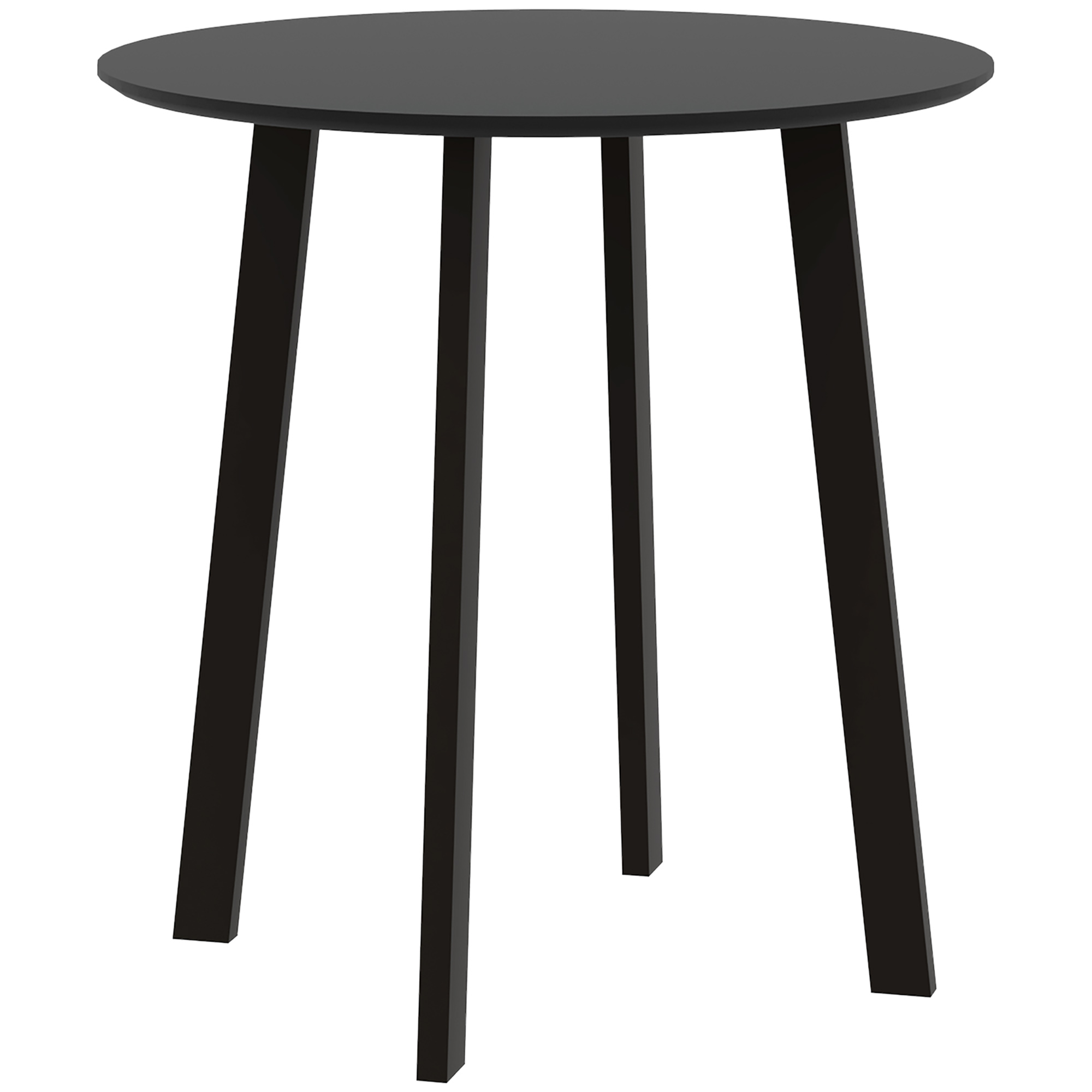 Söögilaud kahele inimesele, valge lauaplaat, metallist jalad jalakatetega, Ø72 x 75K cm, must