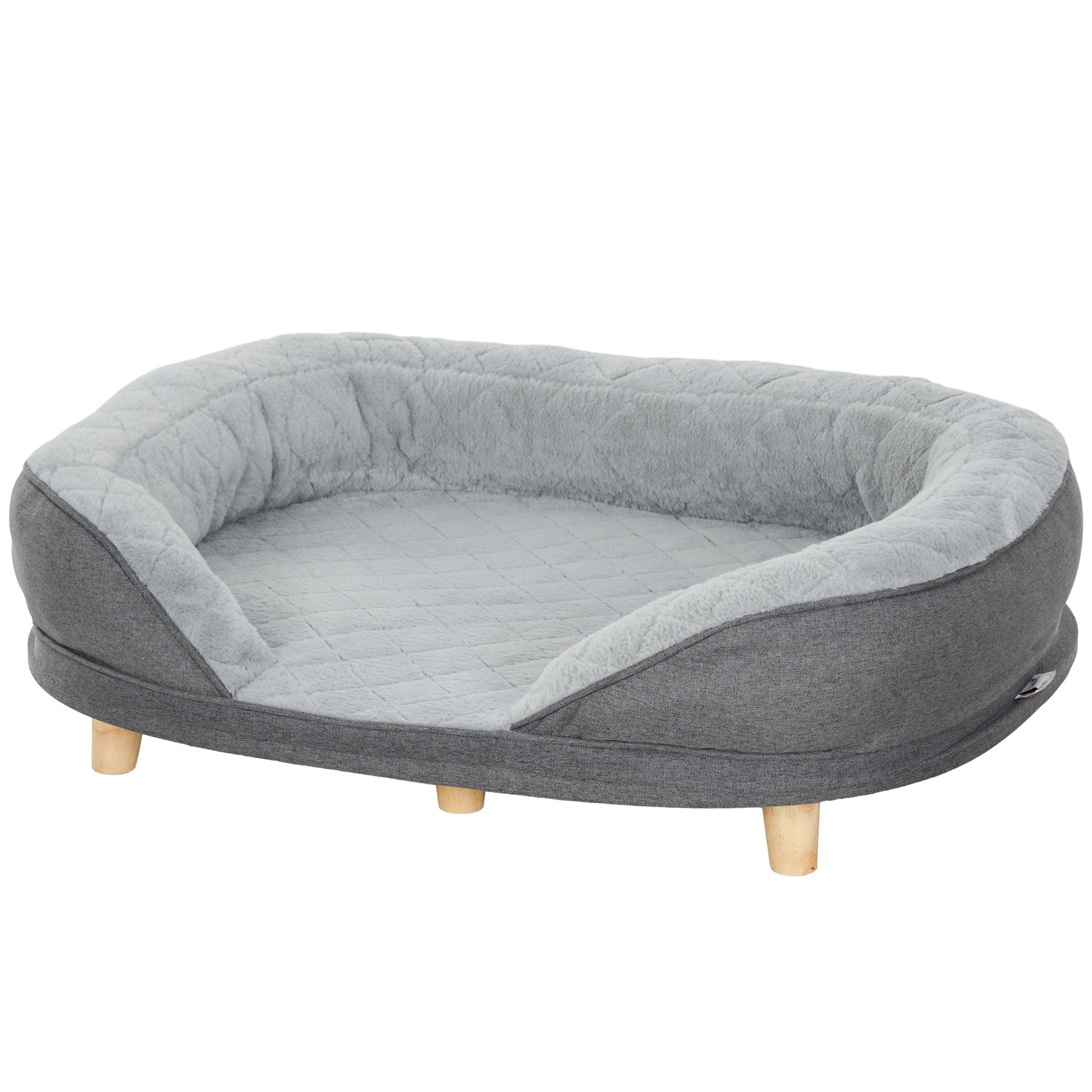 Koeravoodi koertele kuni 25 kg, eemaldatav kate, libisemiskindlad jalad, 90 x 78 x 25 cm, hall