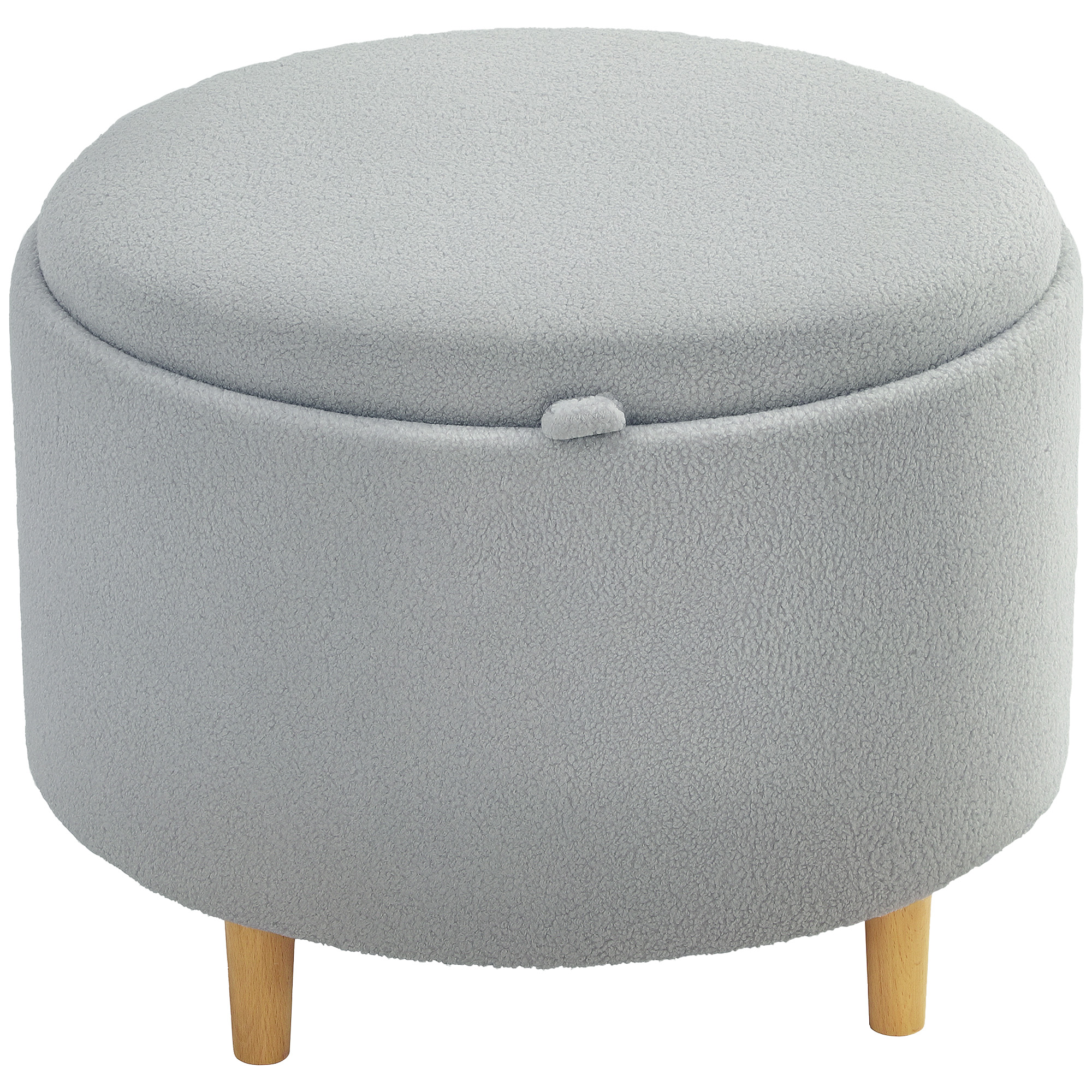 HOMCOM jalapink polsterdatud ottoman, teddy-fliis, peidetud panipaik, ümberpööratav kaas, 56 cm x 56 cm x 42 cm, hall