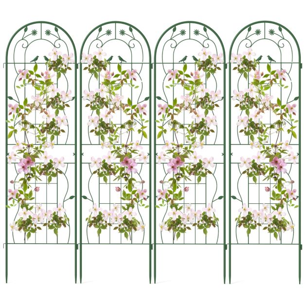 Dekoratiivsed metallist ronimistoed ja taimevõred aeda (4 tk komplekt) (180 x 50 cm) roheline