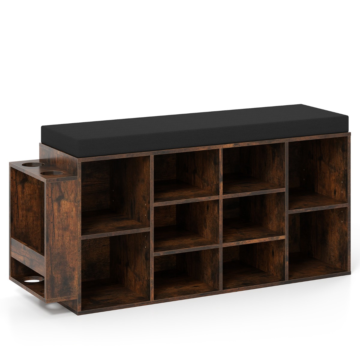 10-sektsiooniga kingapink polsterdatud istmega, pruun kingapink vihmavarjualusega