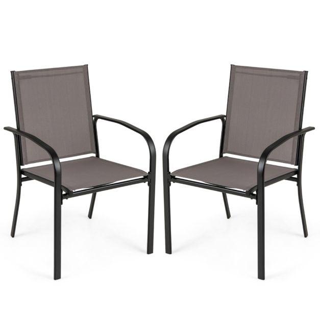 Välimööbli söögitoolide komplekt 2 virnastatavat terrassitooli hingava kangaga hall