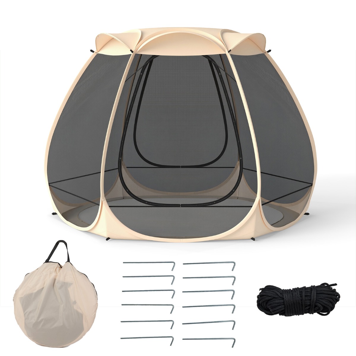 46 inimesele mõeldud pop-up-võrgupaviljon 310 x 270 cm kokkupandav välistingimustes kasutatav telk ümberringi võrguga