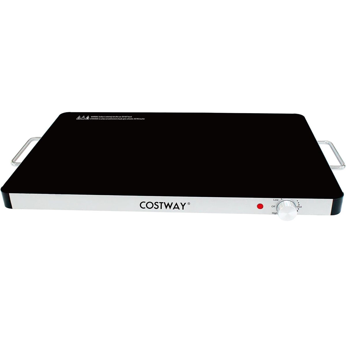 53 x 40 cm elektriline soojendusalus karastatud klaasist toidusoojendaja reguleeritava temperatuuri ja põletusvastaste käepidemetega