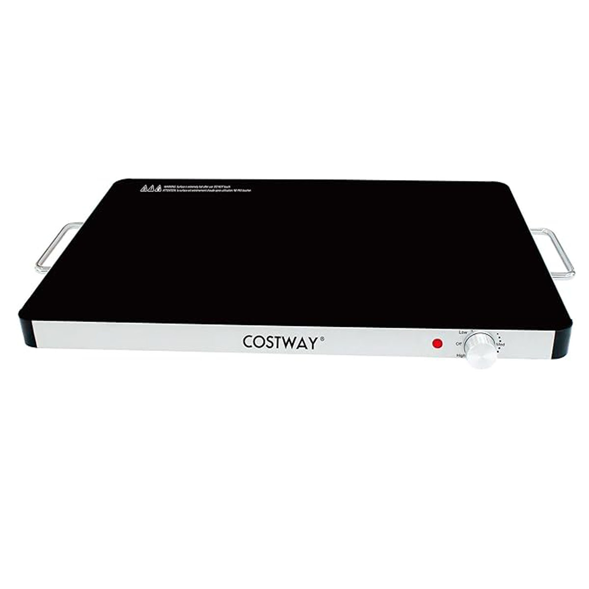 40 x 30 cm elektriline soojendusalus karastatud klaasist toidusoojendaja reguleeritava temperatuuri ja põletusvastaste käepidemetega