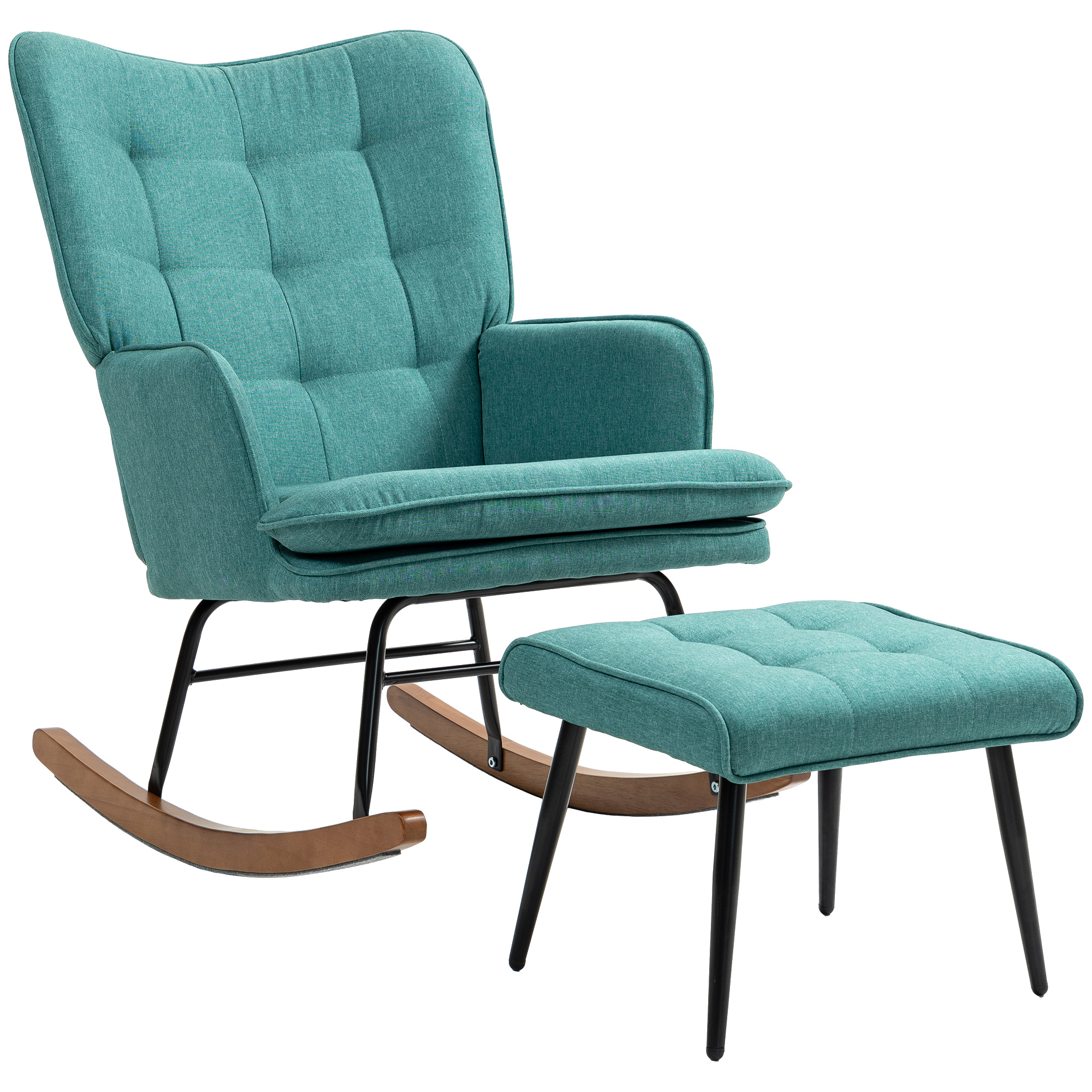 Kiiktool jalapingiga, lai iste, kõrge seljatugi, lina imitatsioon, mündiroheline