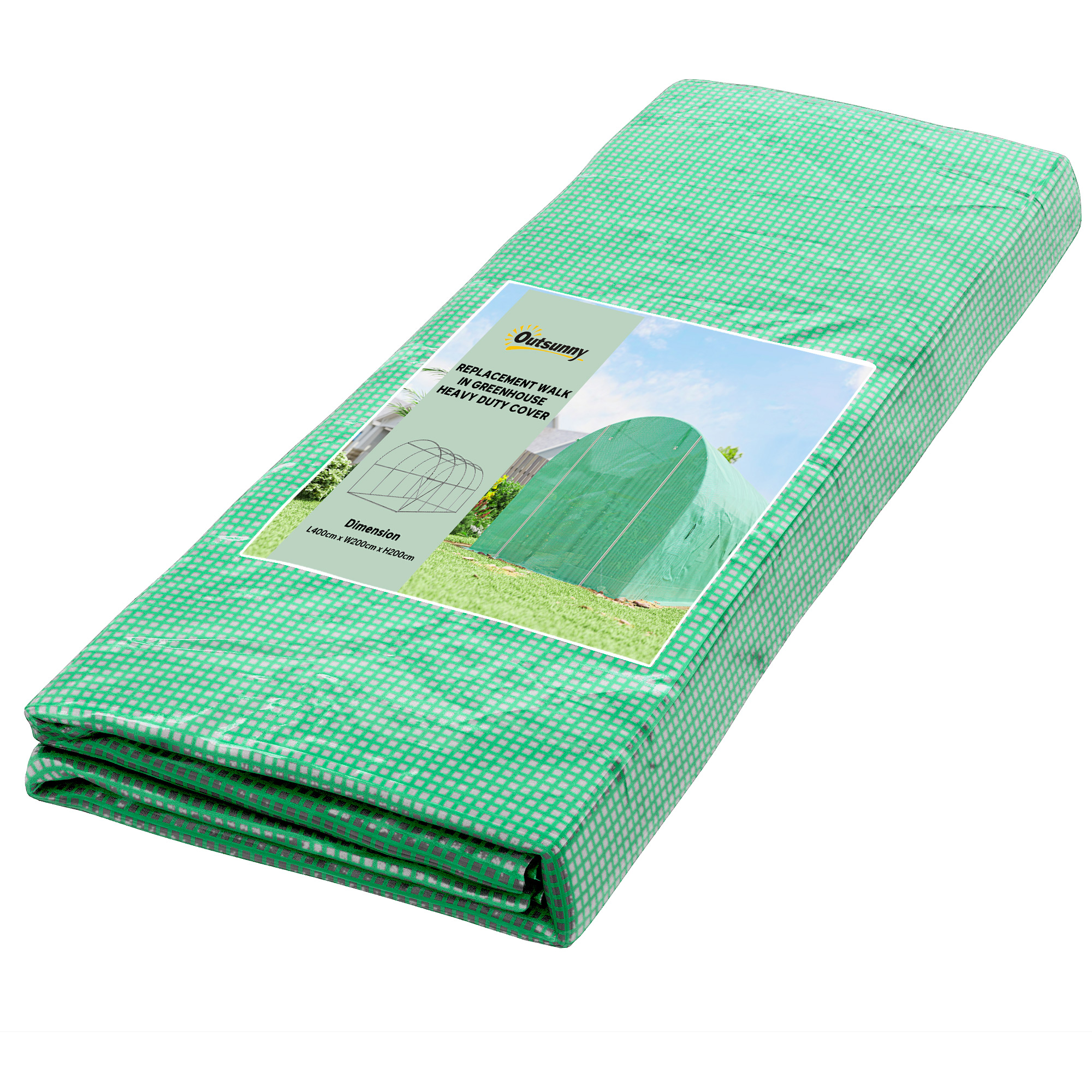 Kasvuhoonekile 4 x 2 m, veekindel aiakile uksega, 8 akent, UV-kaitse, rebenemiskindel polüetüleen, roheline