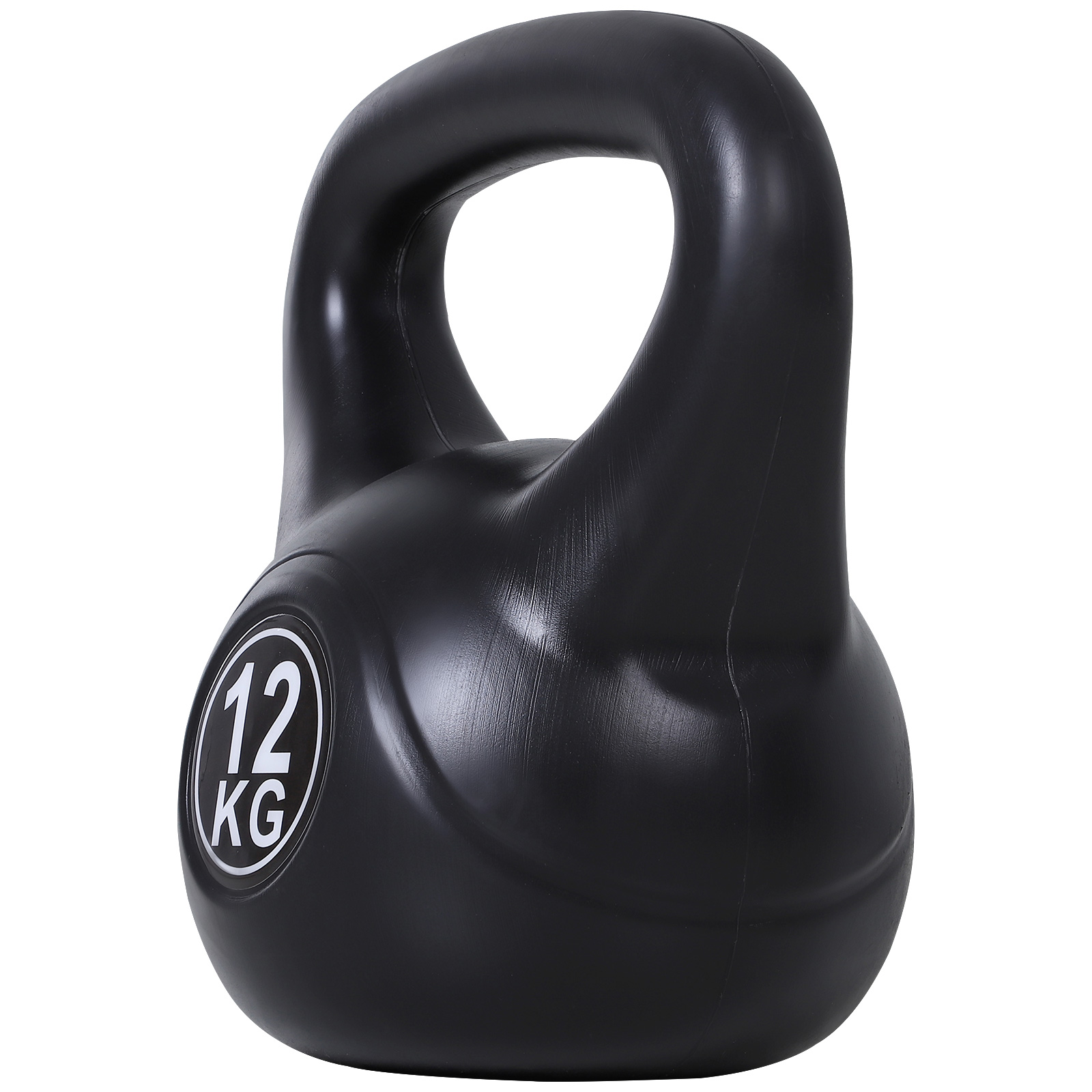 Kettlebell, 12 kg liivaga täidetud kang, algajatele, must
