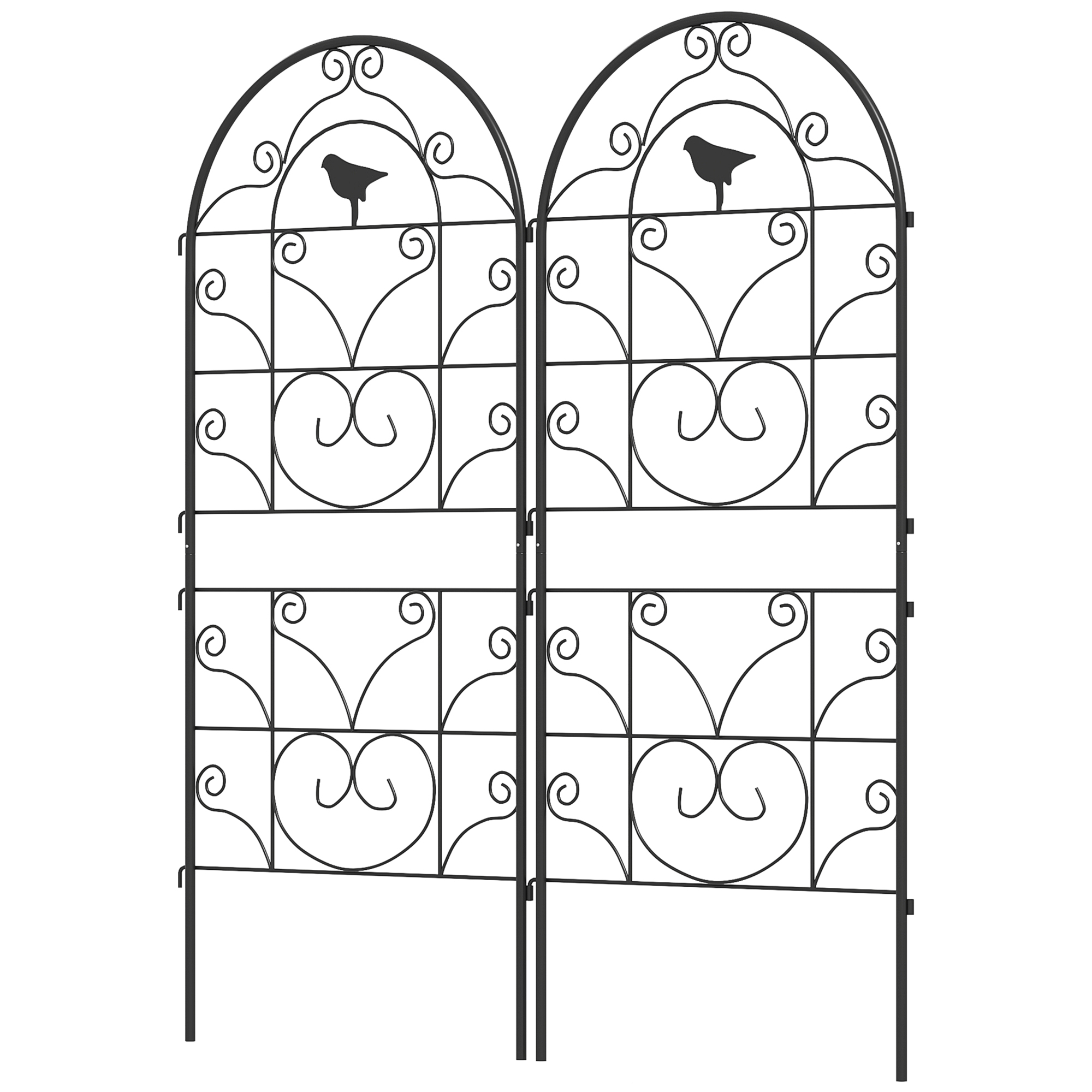 Metallist ronimisvõre 2-osaline komplekt, roostevaba, linnukujundusega ronimistoetus ronitaimedele 50x120 cm toataimedele, tomatitele, lilledele, ronitaimedele must.