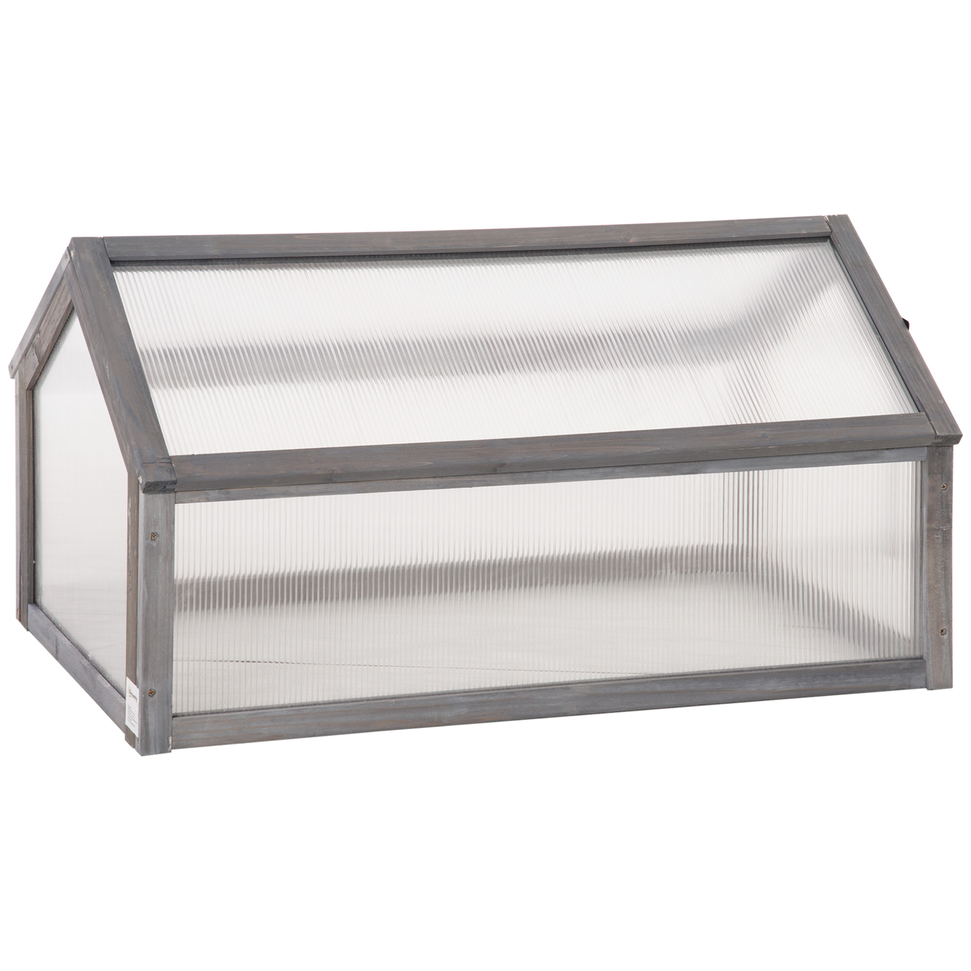 Minikasvuhoone, kompaktne puidust taimemaja, polükarbonaatpaneelid, ventilatsiooniava, 90P x 52L x 49,5K cm, hall