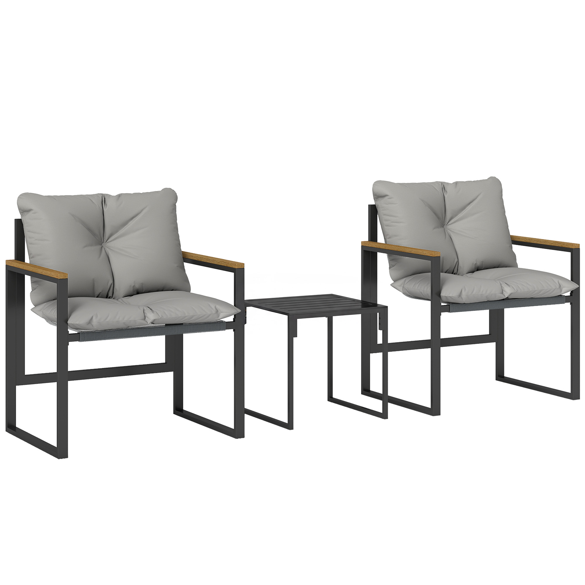 Bistrookomplekt kahele inimesele, 3-osaline aiabistrookomplekt metallraami ja paksude patjadega