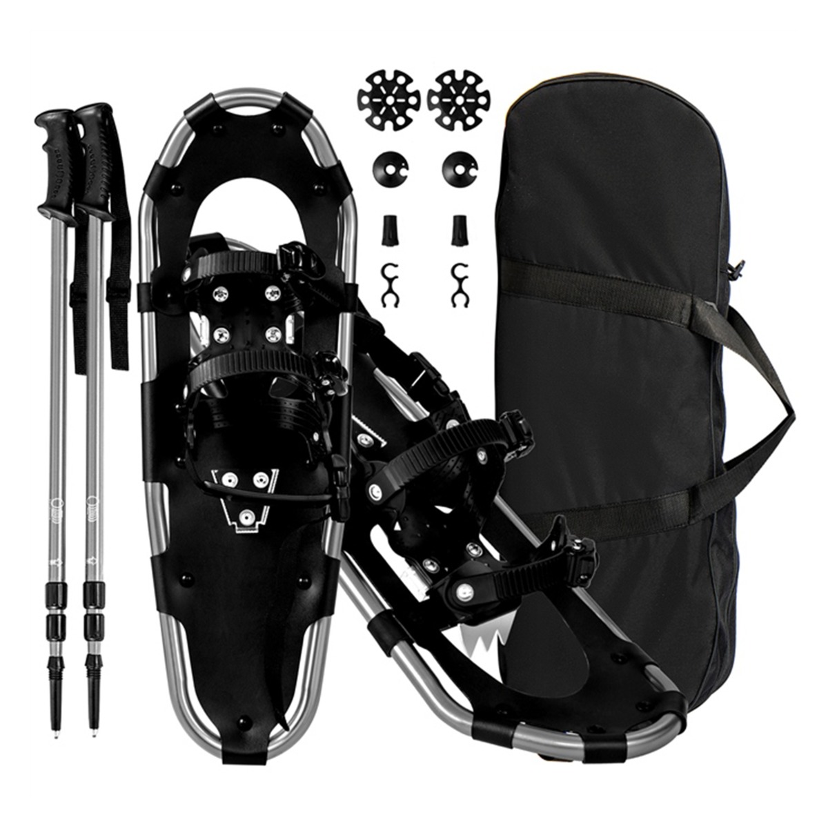 Mitmekülgne lumekingade komplekt 53 cm ergonoomilised lumekingad topeltklambrisüsteemiga hõbedane