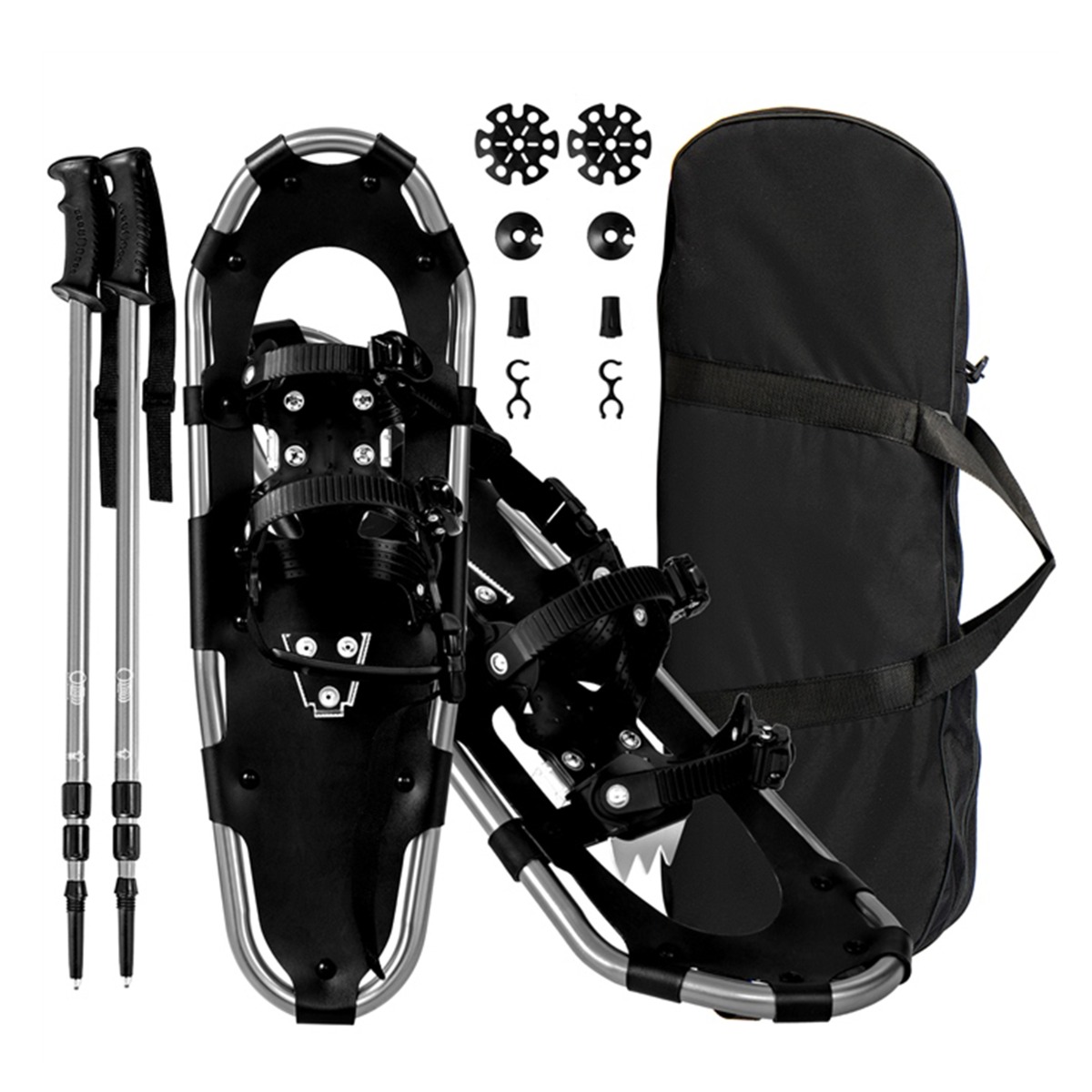 Mitmekülgne lumekingade komplekt 63 cm ergonoomilised lumekingad topeltklambrisüsteemiga hõbedane