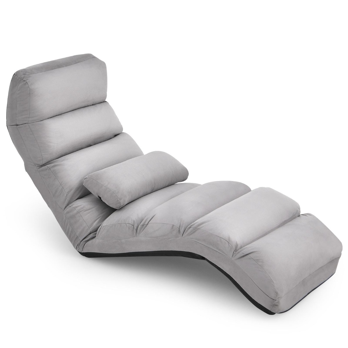 5-suunas reguleeritav seljatoega kokkuklapitav lõõgastustool 175 x 55 x 20 cm hall