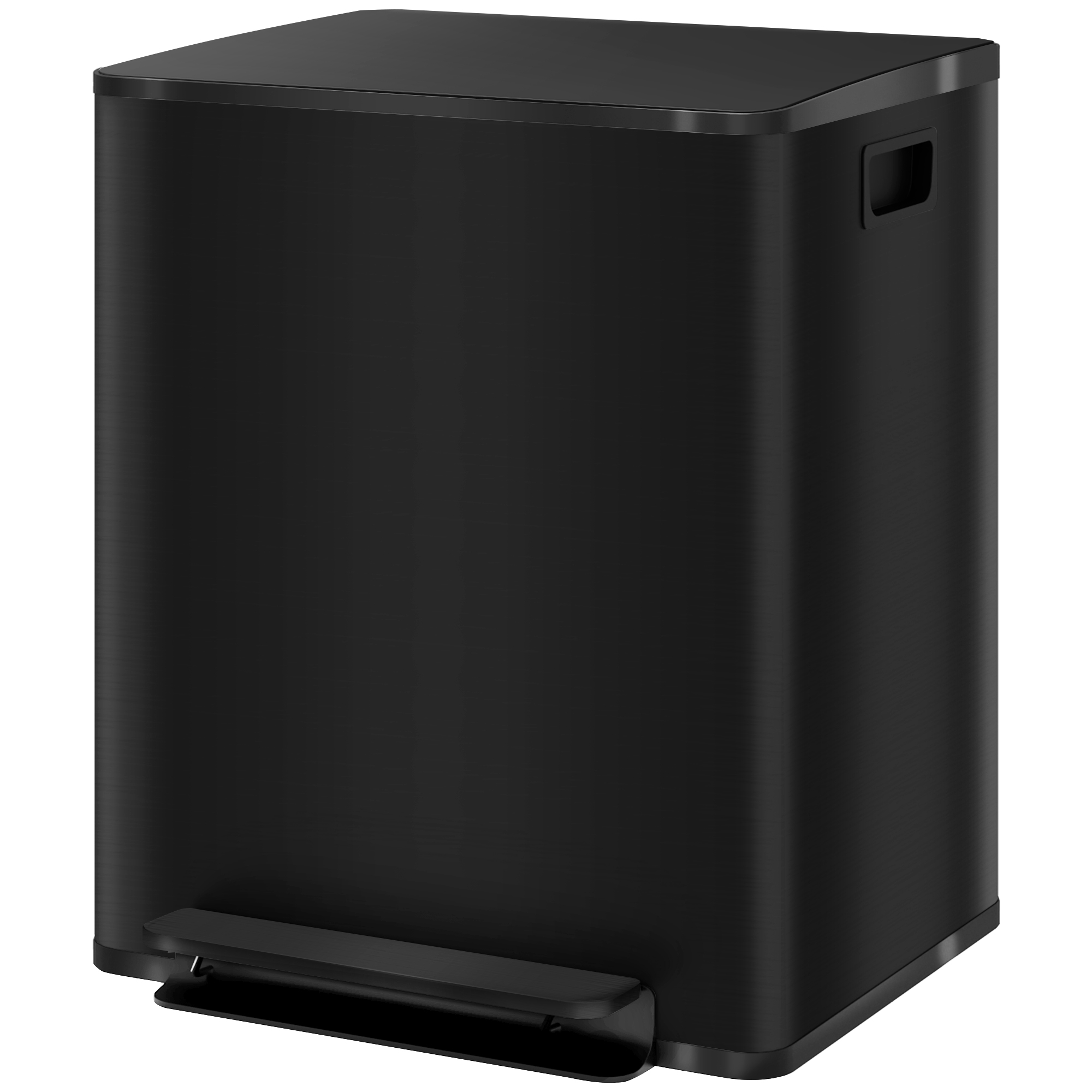 Prügikast 2 x 25L sektsiooniga, pehmelt sulguv kaas, sõrmejäljekindel, roostevaba teras, must