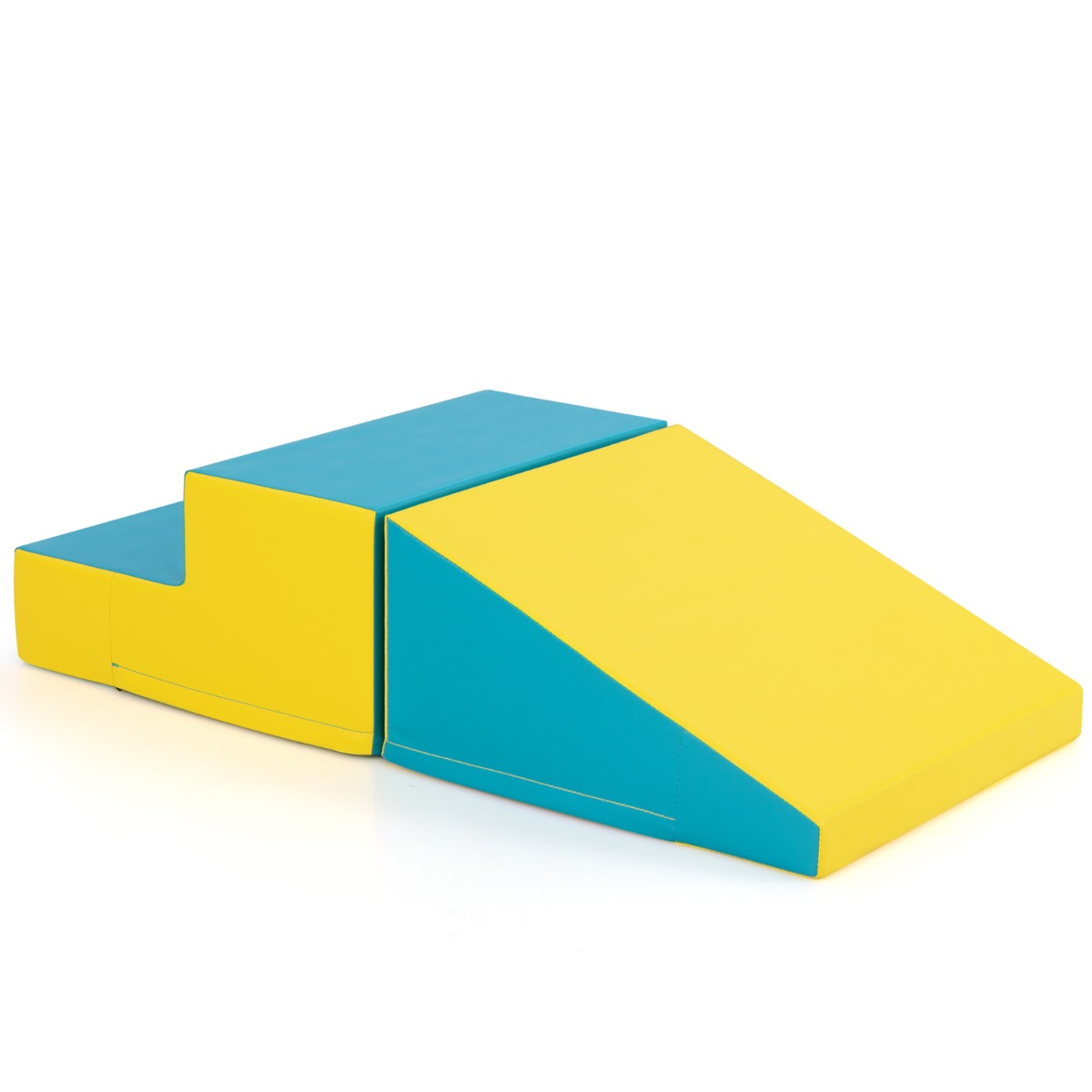 2-osaline laste vahtkummist klotside komplekt müramiseks ja ronimiseks pehmed klotsid kollane roheline takjakinnitustega