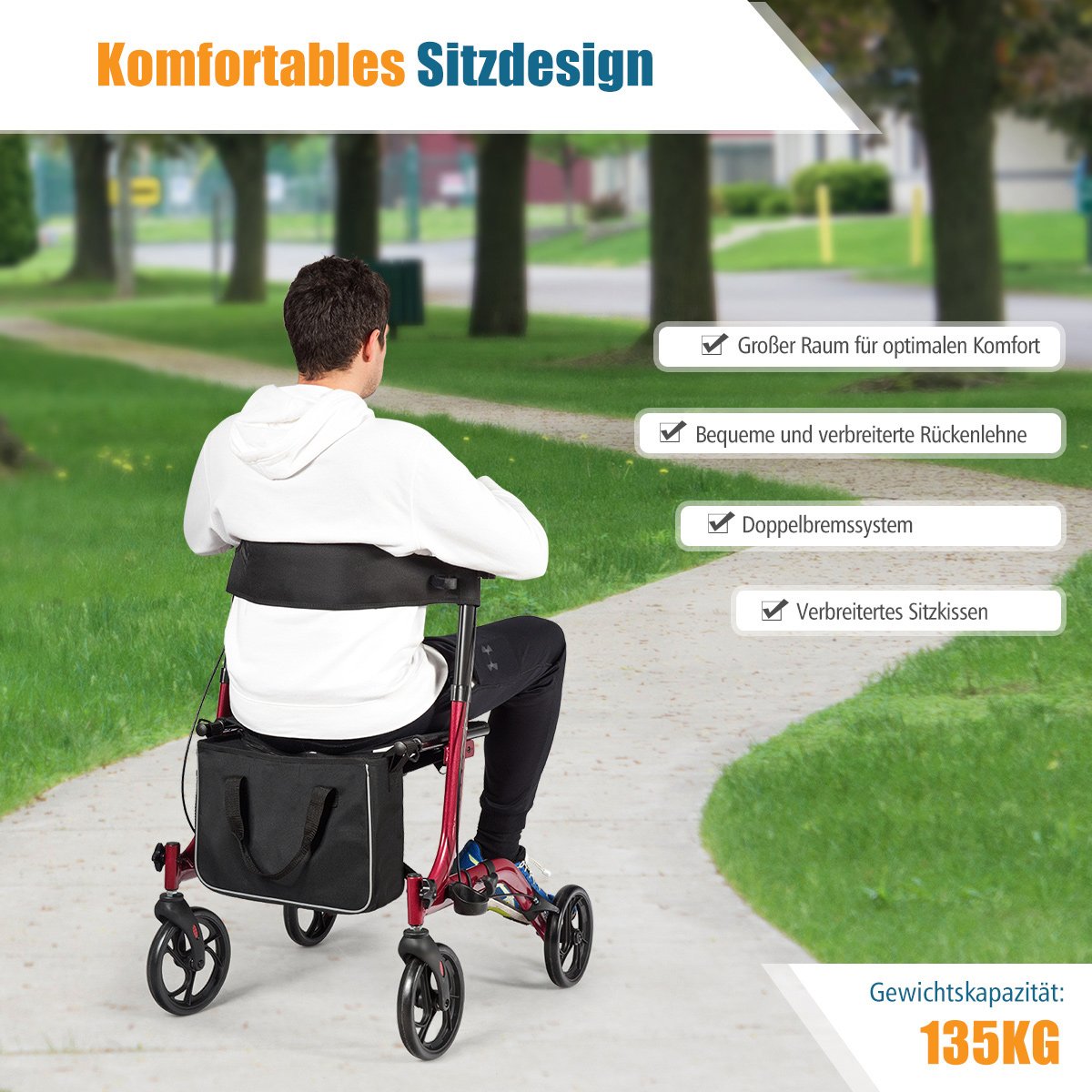 Alumiiniumist kokkupandav reisikäru kõrguse reguleeritav kerge rulaator punane