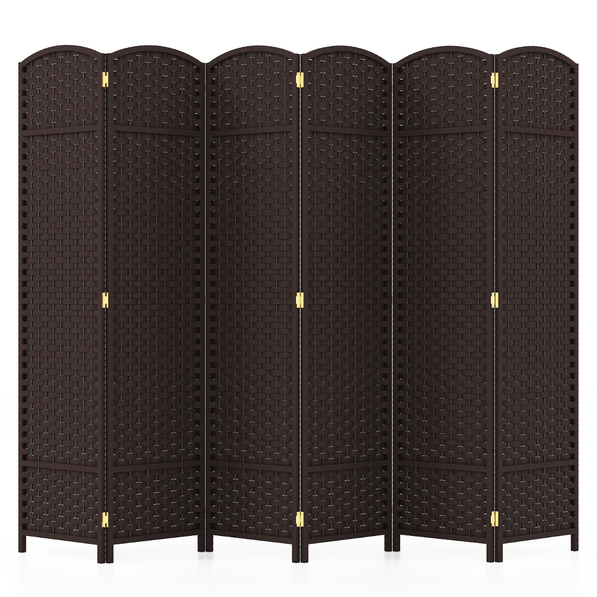 240 x 170 cm paravent käsitsi kootud tekstuuri ja massiivse puitraamiga vahesein ruumijagaja pruun