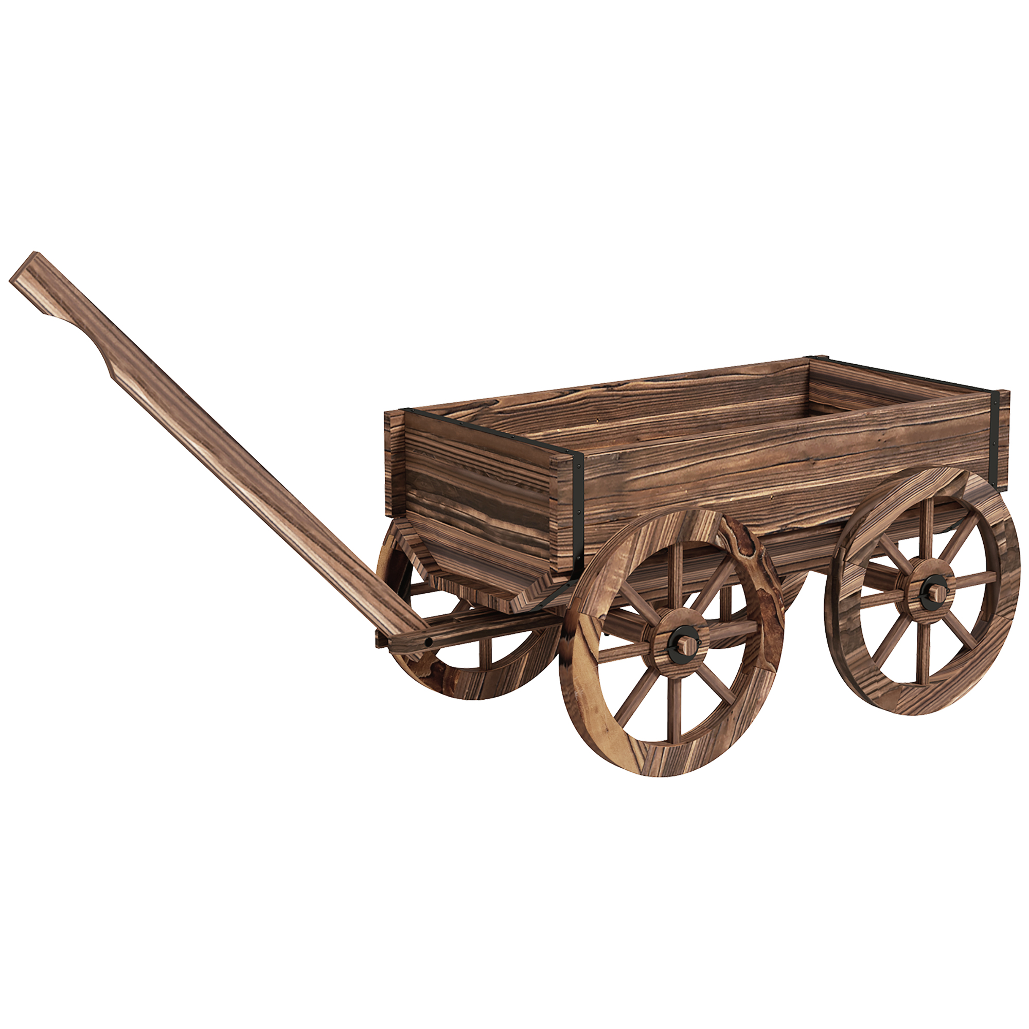Puidust käru-tüüpi lillepeenar, ilmastikukindel, 120 x 41 x 50 cm, pruun