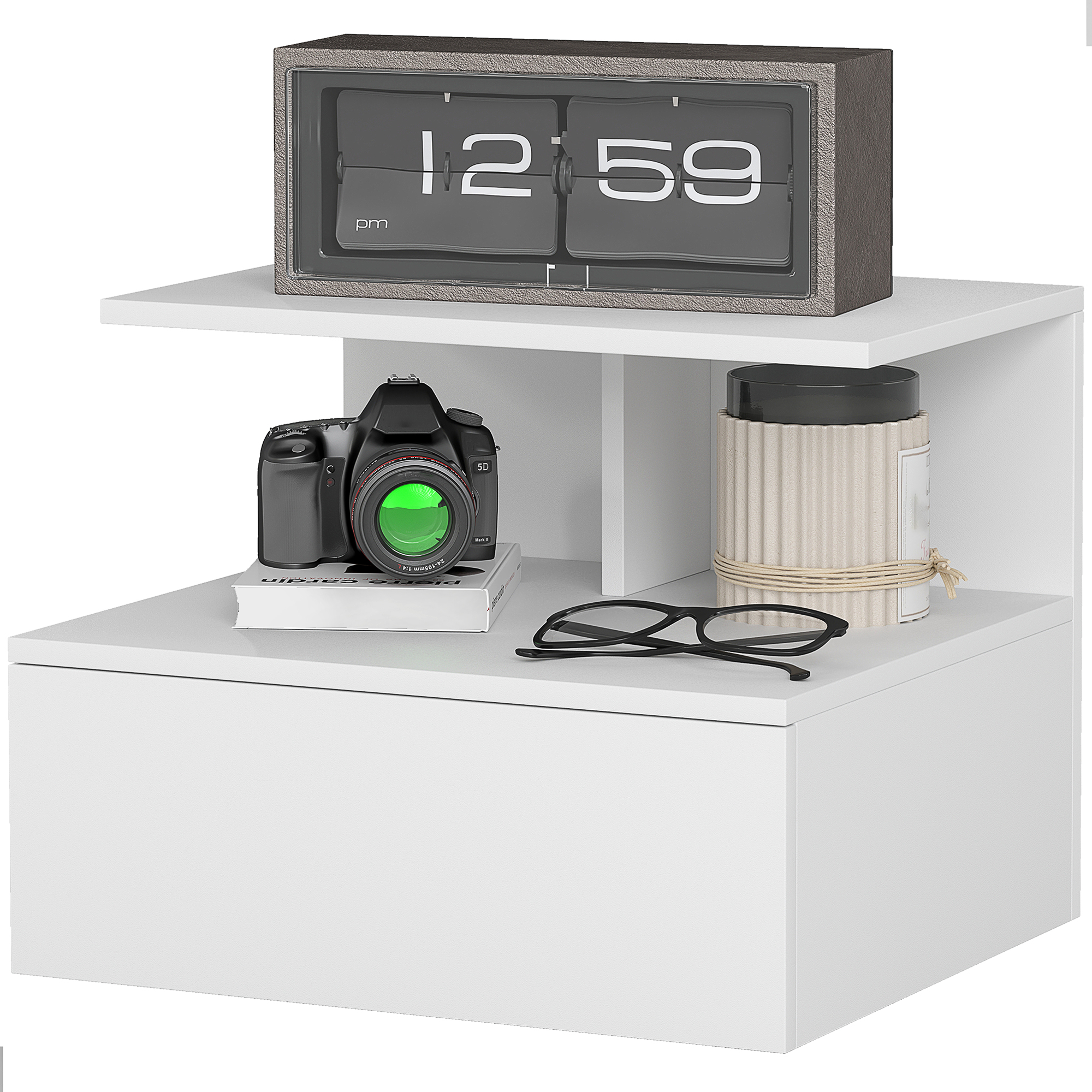 Riputatav öökapp sahtliga, avatud sektsioon, valge, 39,8 x 35 x 31,6 cm