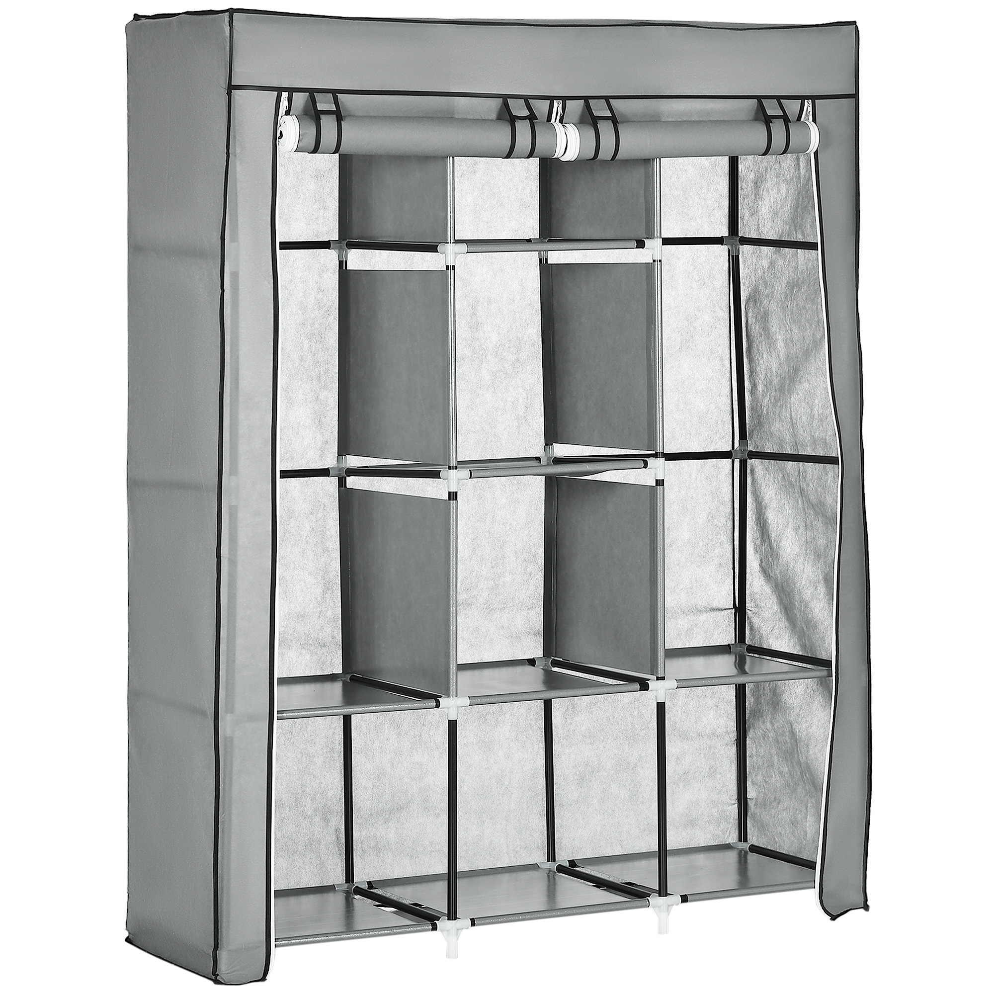 Riidest riidekapp, hoiulahendus, 8 riiulit, 2 riidepuutoru, hall