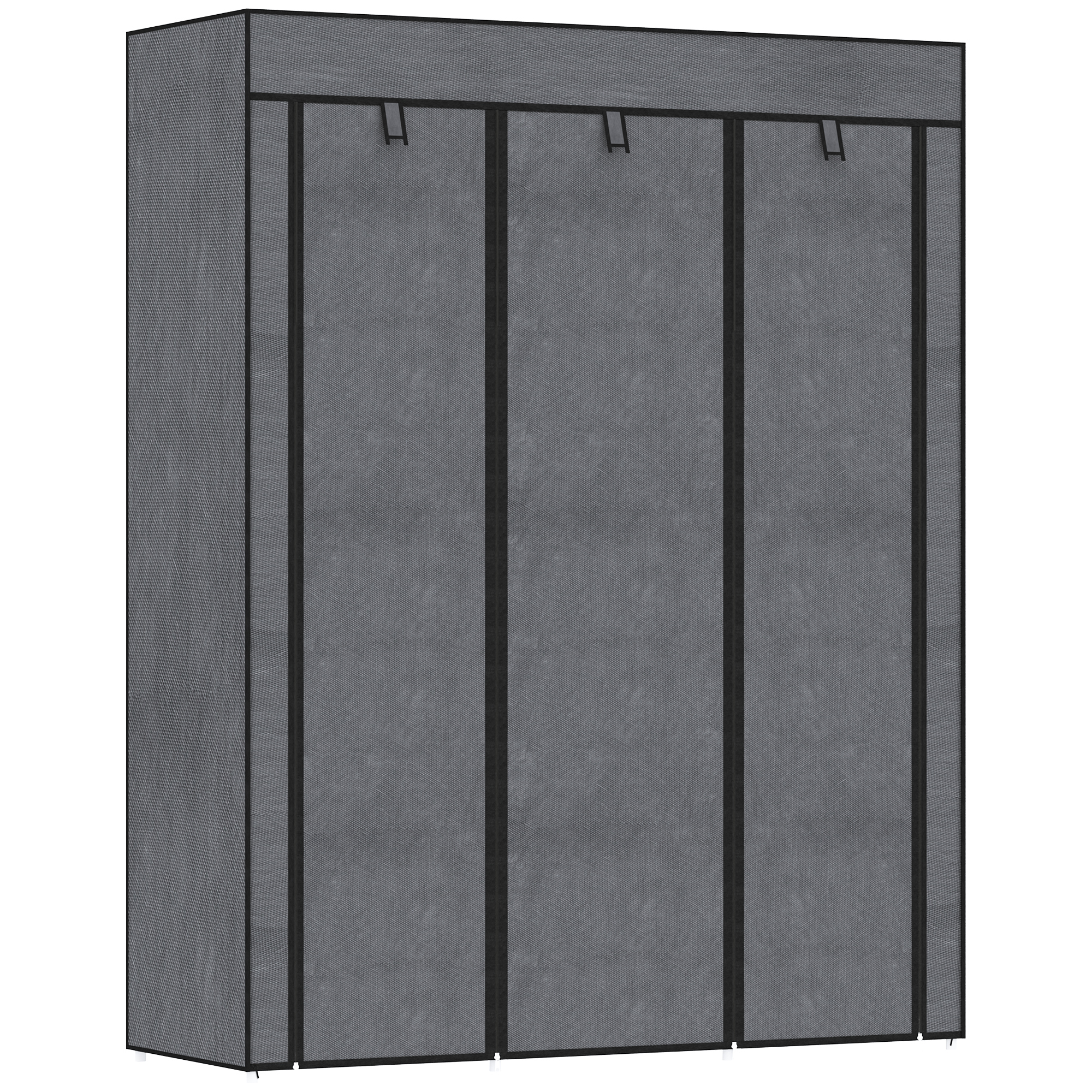 Riidest riidekapp, hoiulahendus, 8 riiulit, 2 riidepuutoru, tumehall