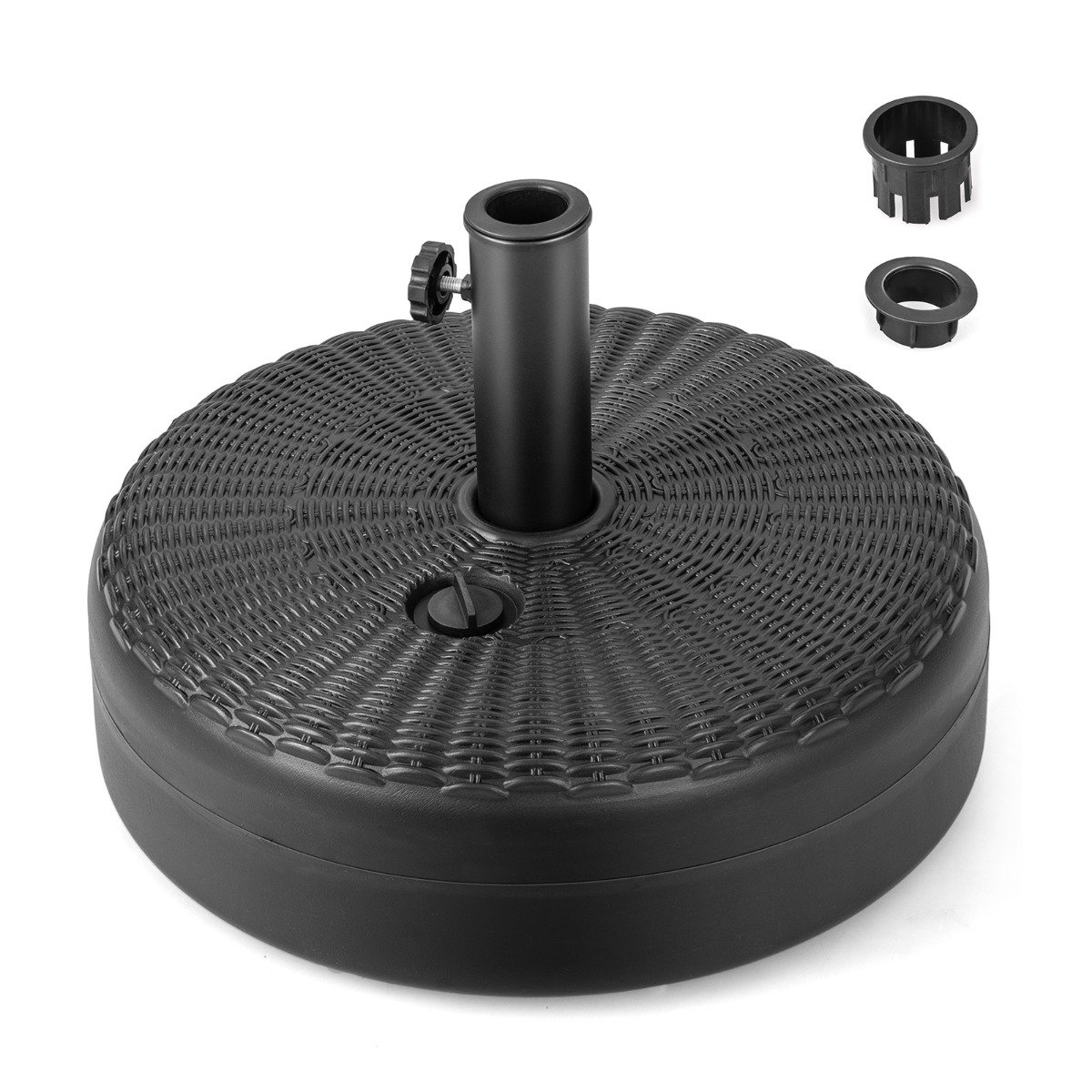 Täidetav ümmargune vihmavarjualus 45 cm läbimõõduga maksimaalselt 30 kg mustale