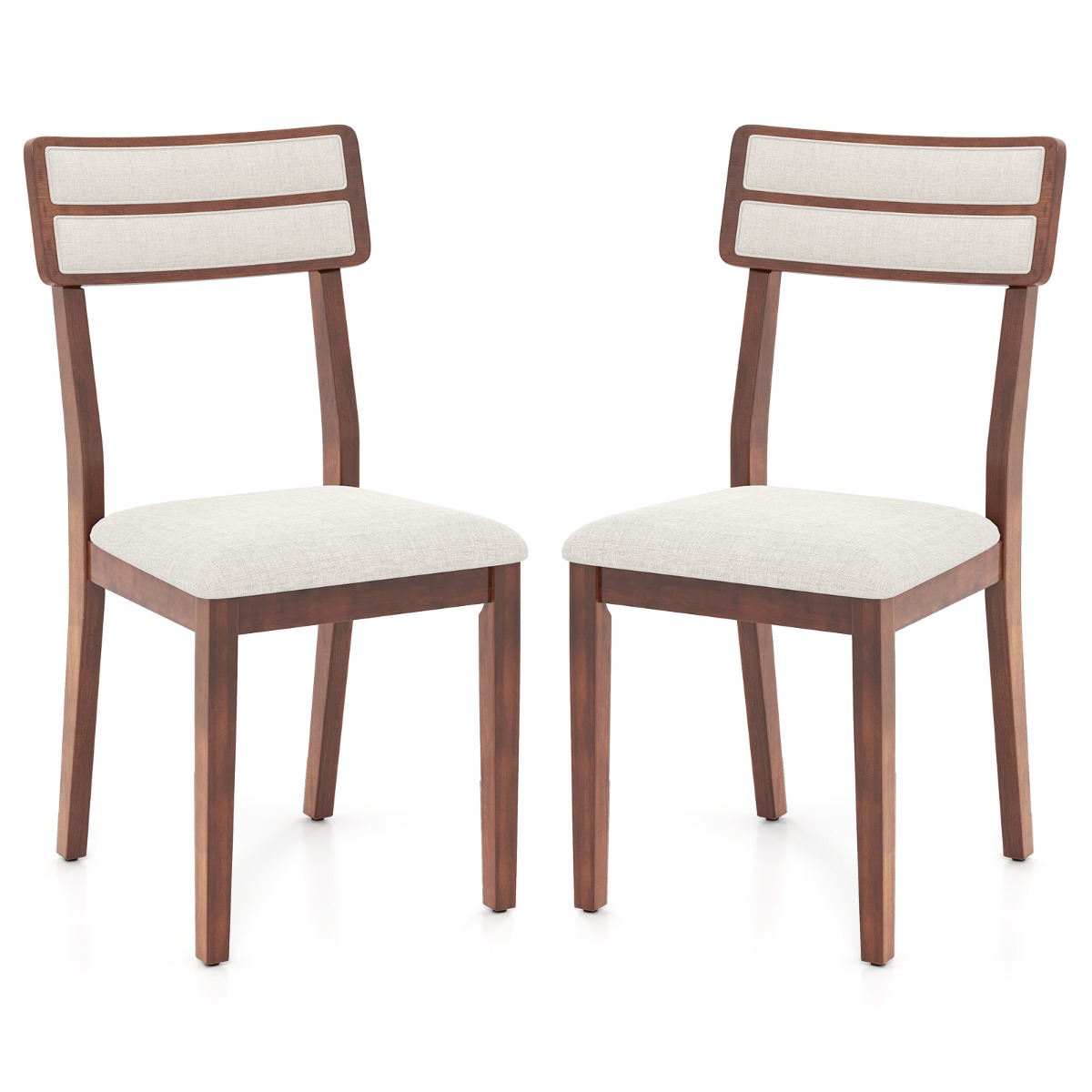 2-osaline polsterdatud söögitoolid kaldus kummipuidust seljatoega