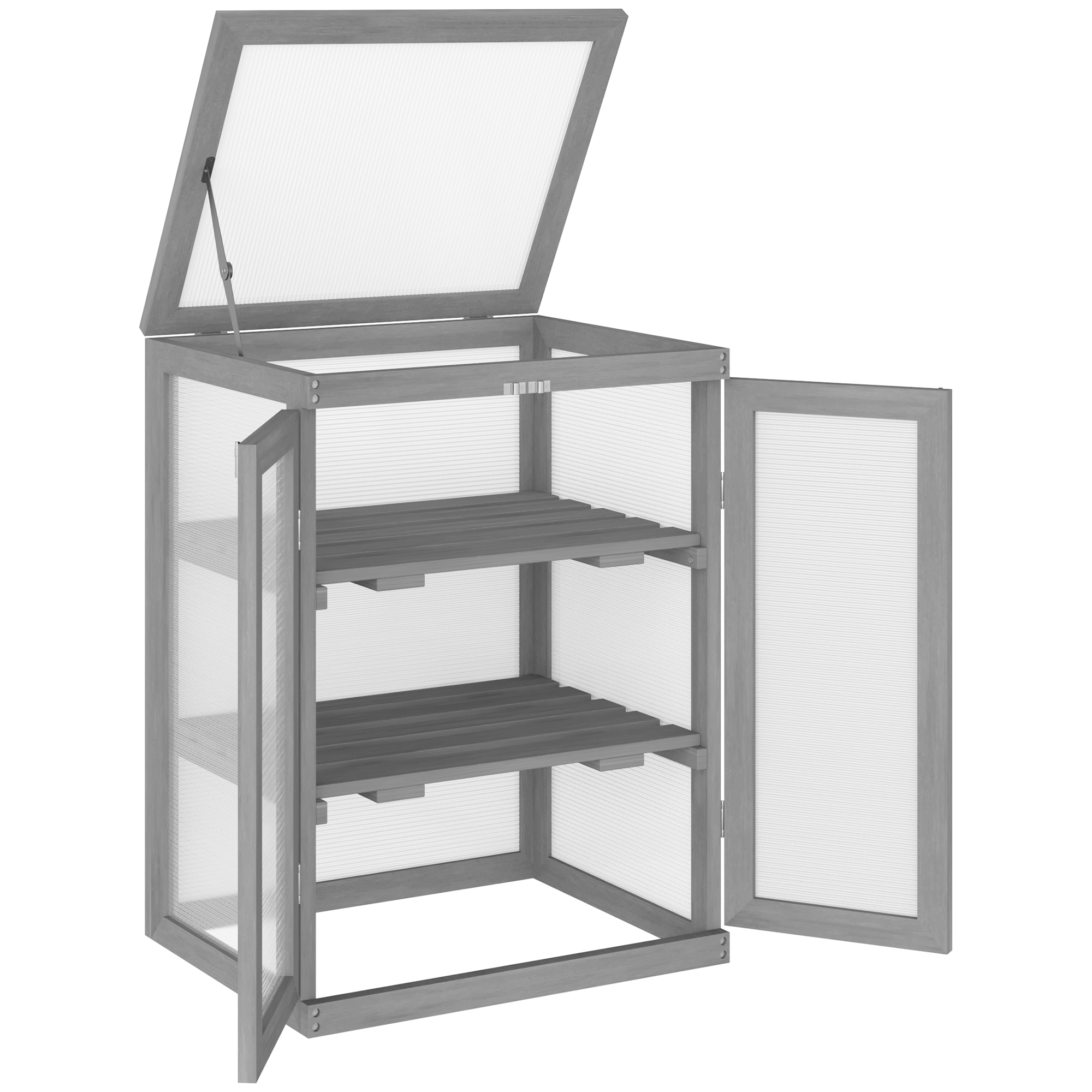 Outsunny kasvuhoone, läbipaistev, sobib õues kasutamiseks, puit + polükarbonaat, 58 x 44 x 78 cm