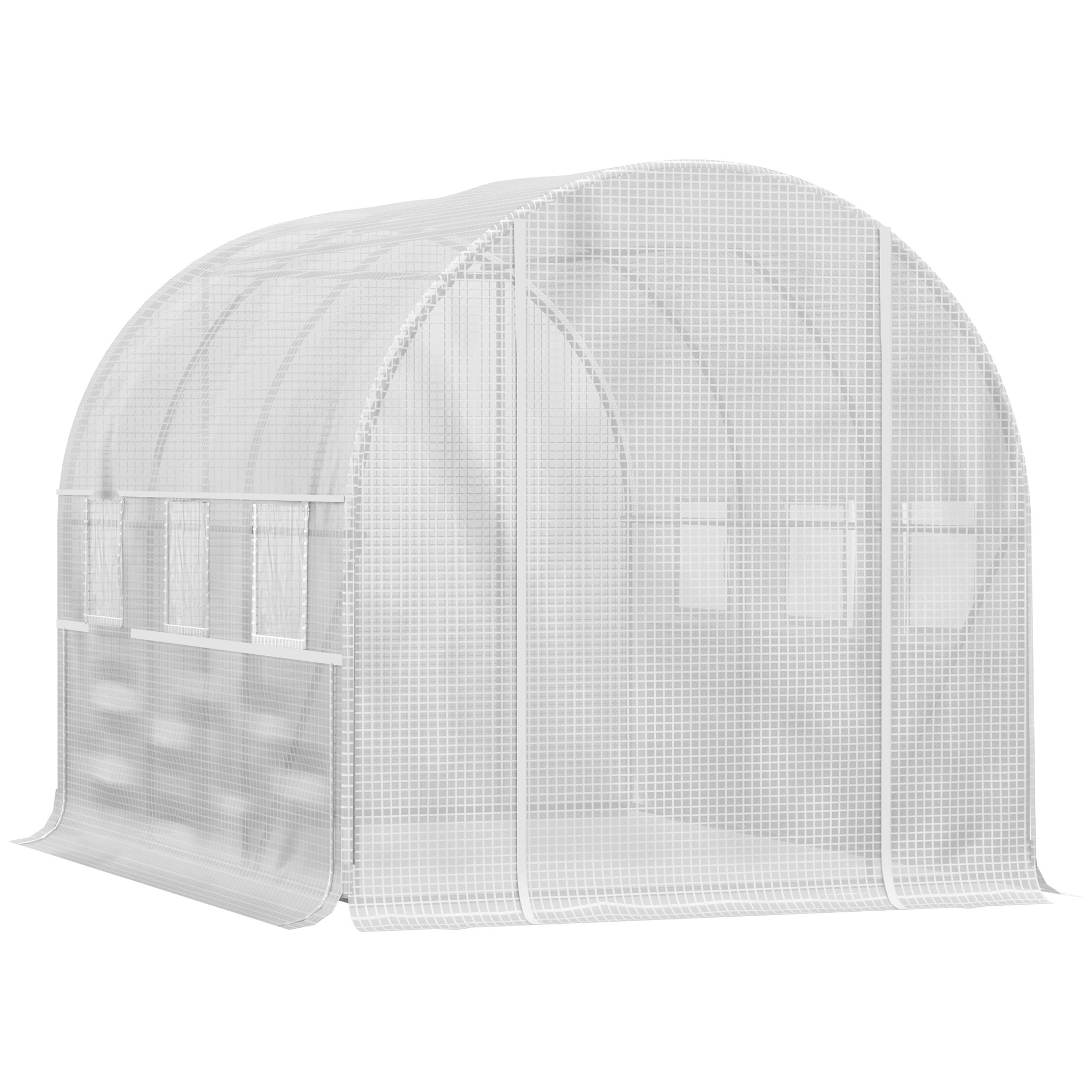 Kasvuhoone, ratastel, ustega, akendega (2,95 x 2 x 2 m), valge