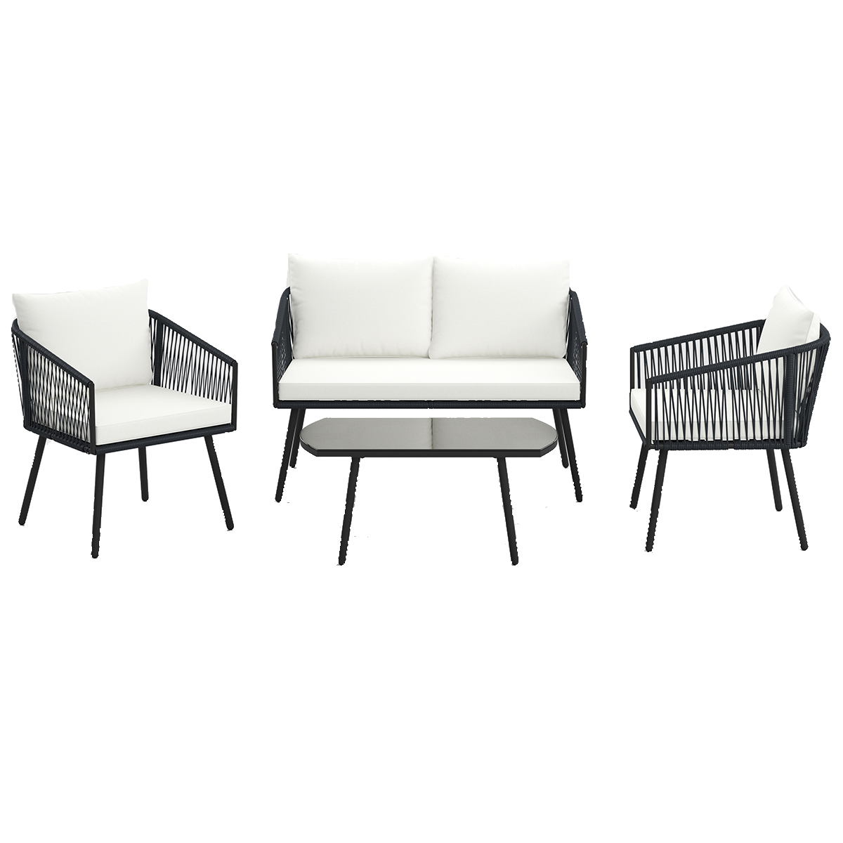 Rotangist aiamööbli komplekt rõdumööbli komplekt istme- ja seljatoepatjadega terrassimööbel