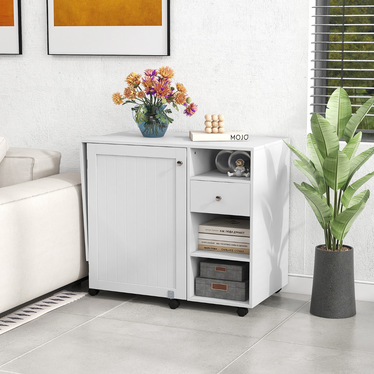 Kokkupandav õmbluslaud valge