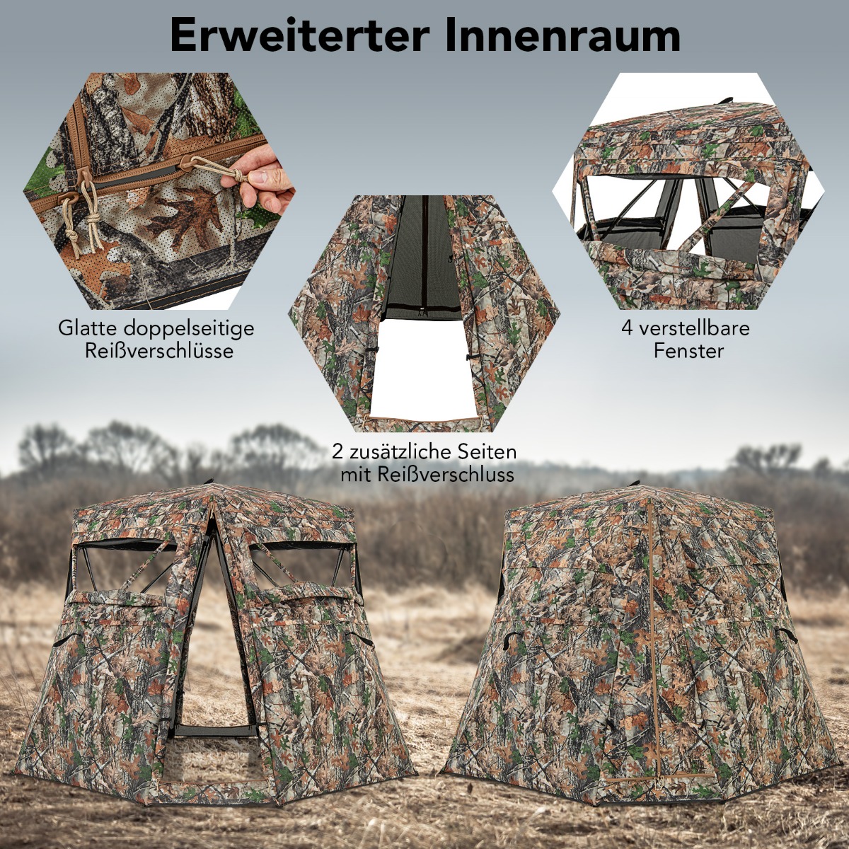 23 inimesele mõeldud jahitelk 360 läbipaistev varjetelk hirve- ja metsseajahi jaoks