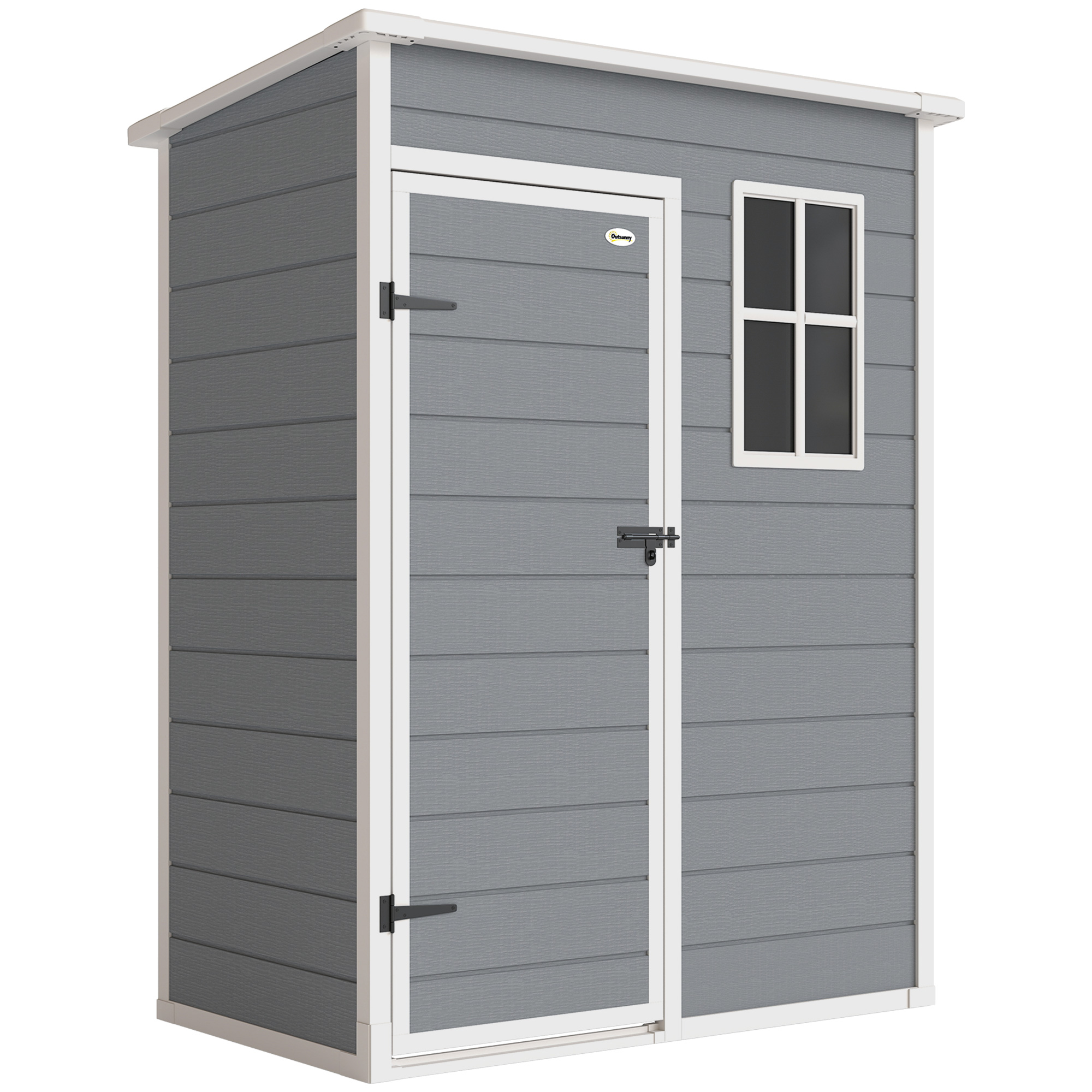 Plastikust aiakuur, 1,14 m², 151 x 92 x 193 cm, katusealuse, põranda ja aknaga, hall