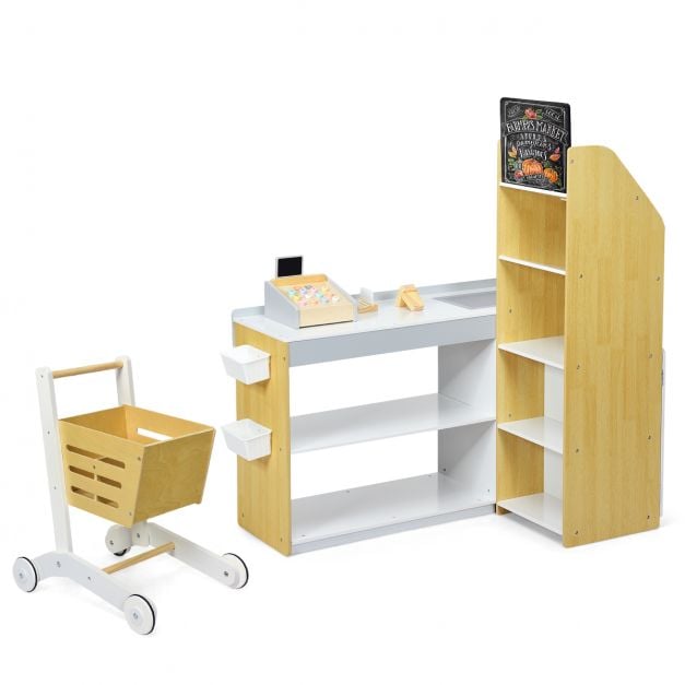 Supermarketi mängukomplekt koos ostukorviga laste kassast mänguasjade rollimäng lastele