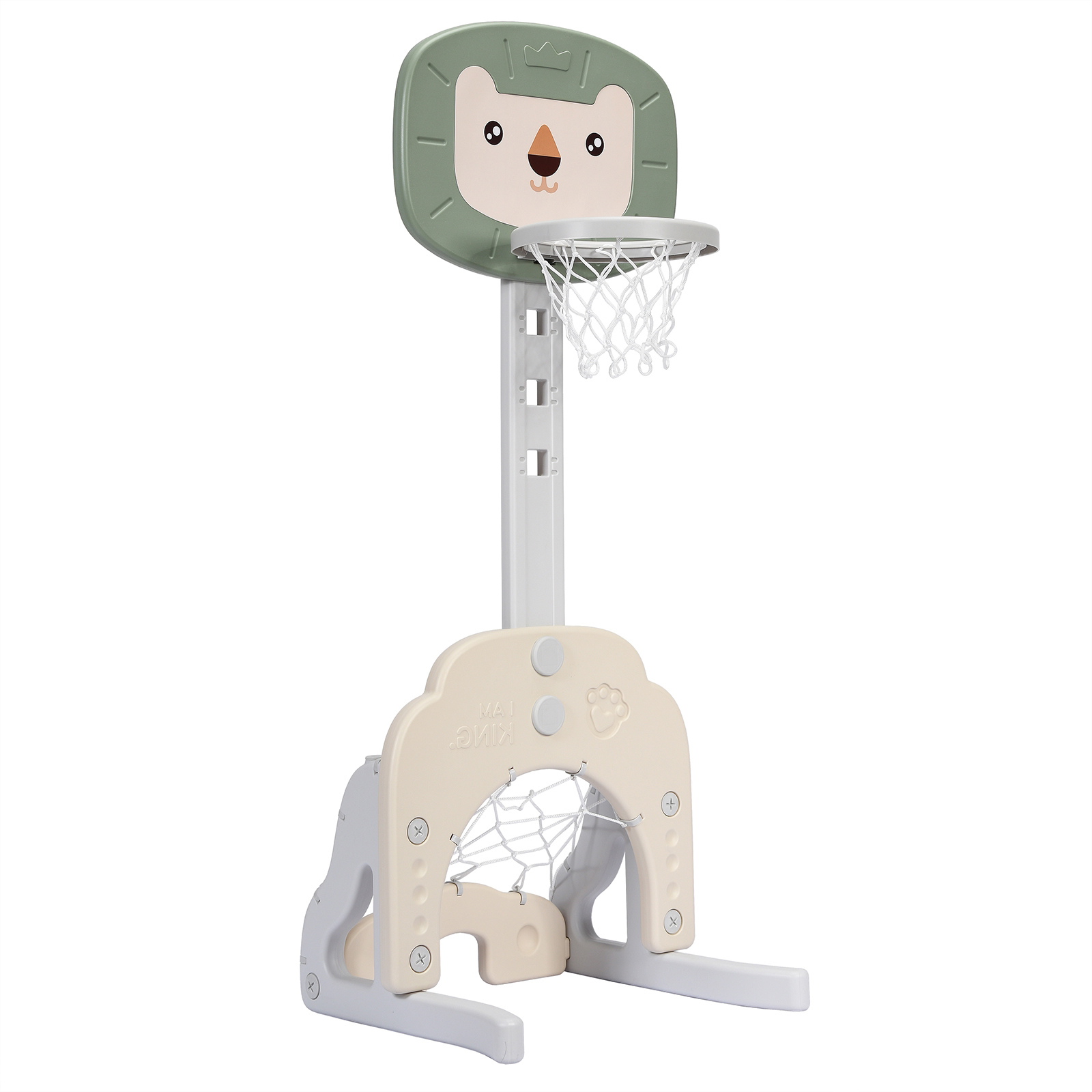 3-ühes laste mänguväljak korvpallivõrgu rohelise alusega