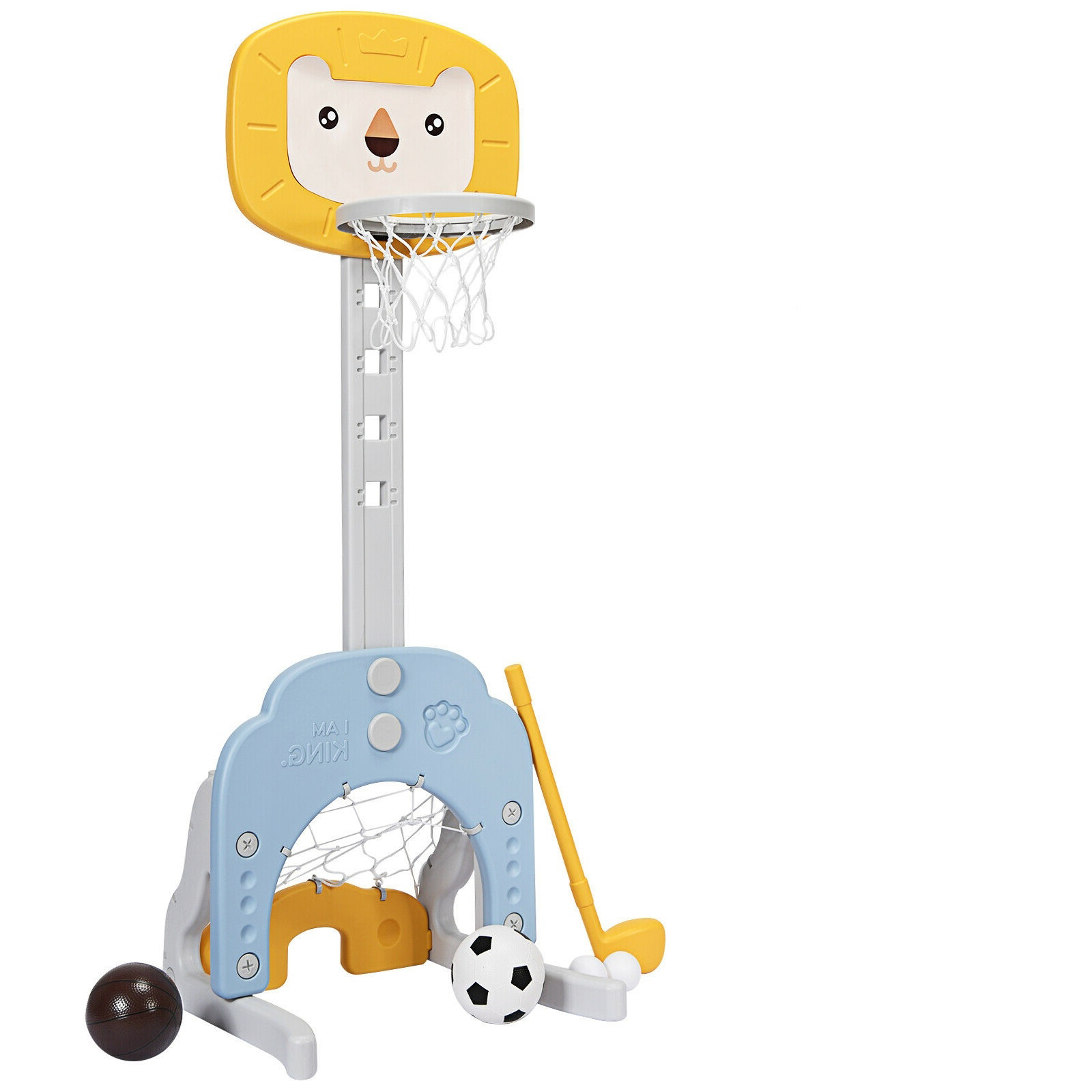 3-ühes laste mänguväljak korvpallivõrgu kollase alusega