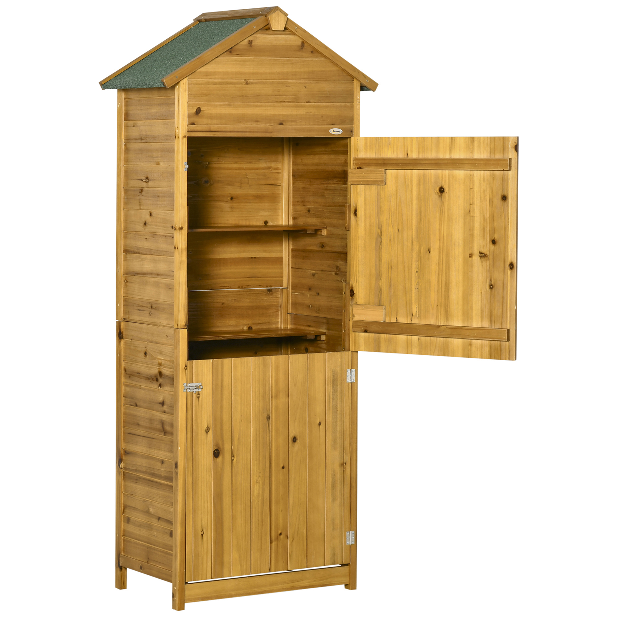 Looduslikust puidust seadmekapp seadmekapp aiakapp aiamaja seadmekuur 2 riiulit ilmastikukindel 2 ust 79 x 49 x 191 5 cm