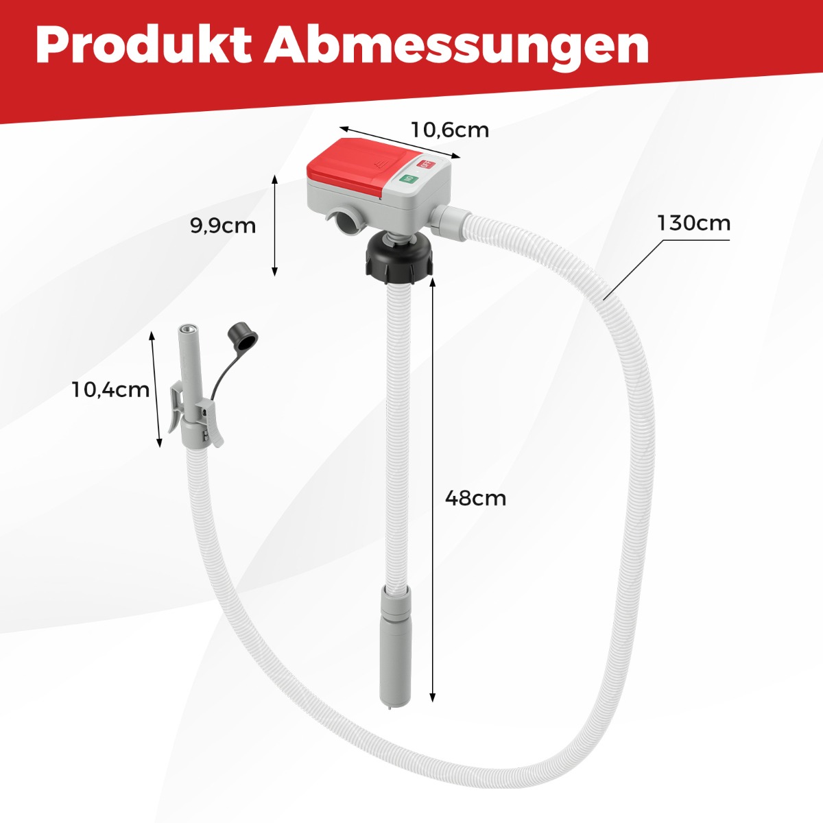 Kütuse ülekandepump automaatse peatumisanduri ja 3 suuruses adapteritega elektriline kütusepump valge