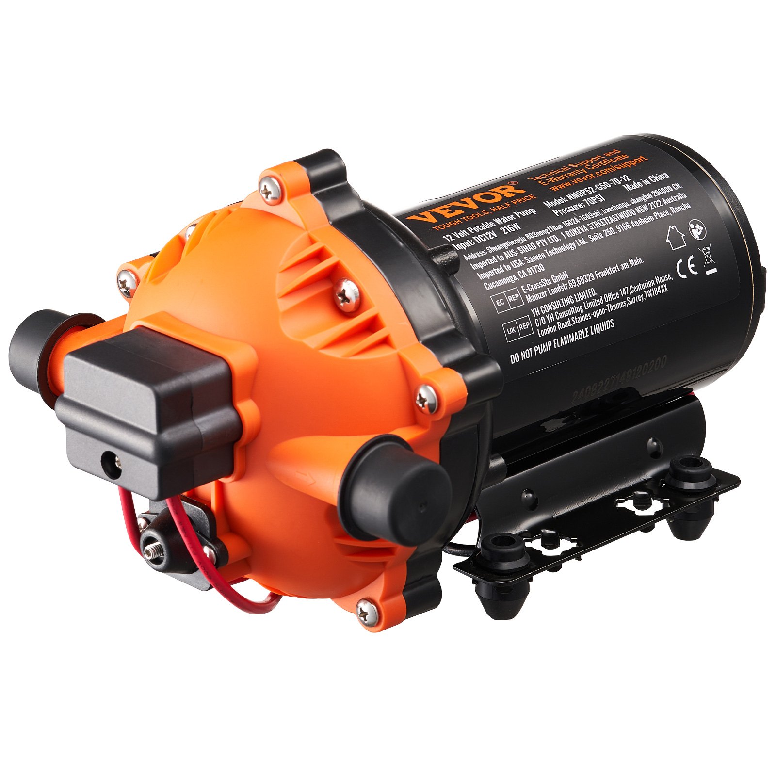 Membraanpump, 12 V, 18,93 l/min, 2,7-6,9 bar