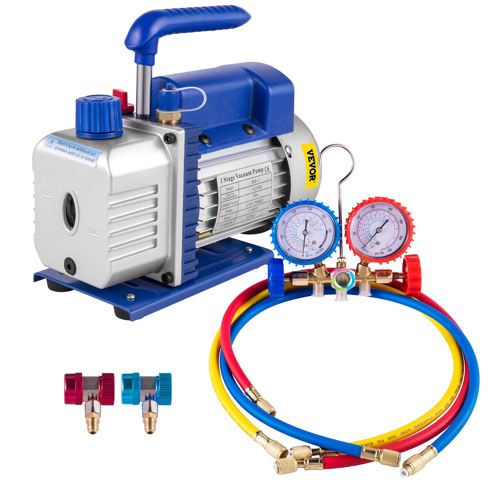 5,1 M³/h 1/4HP külmutusagensi vaakumpumba komplekt, 1 m³/h 1/4HP)