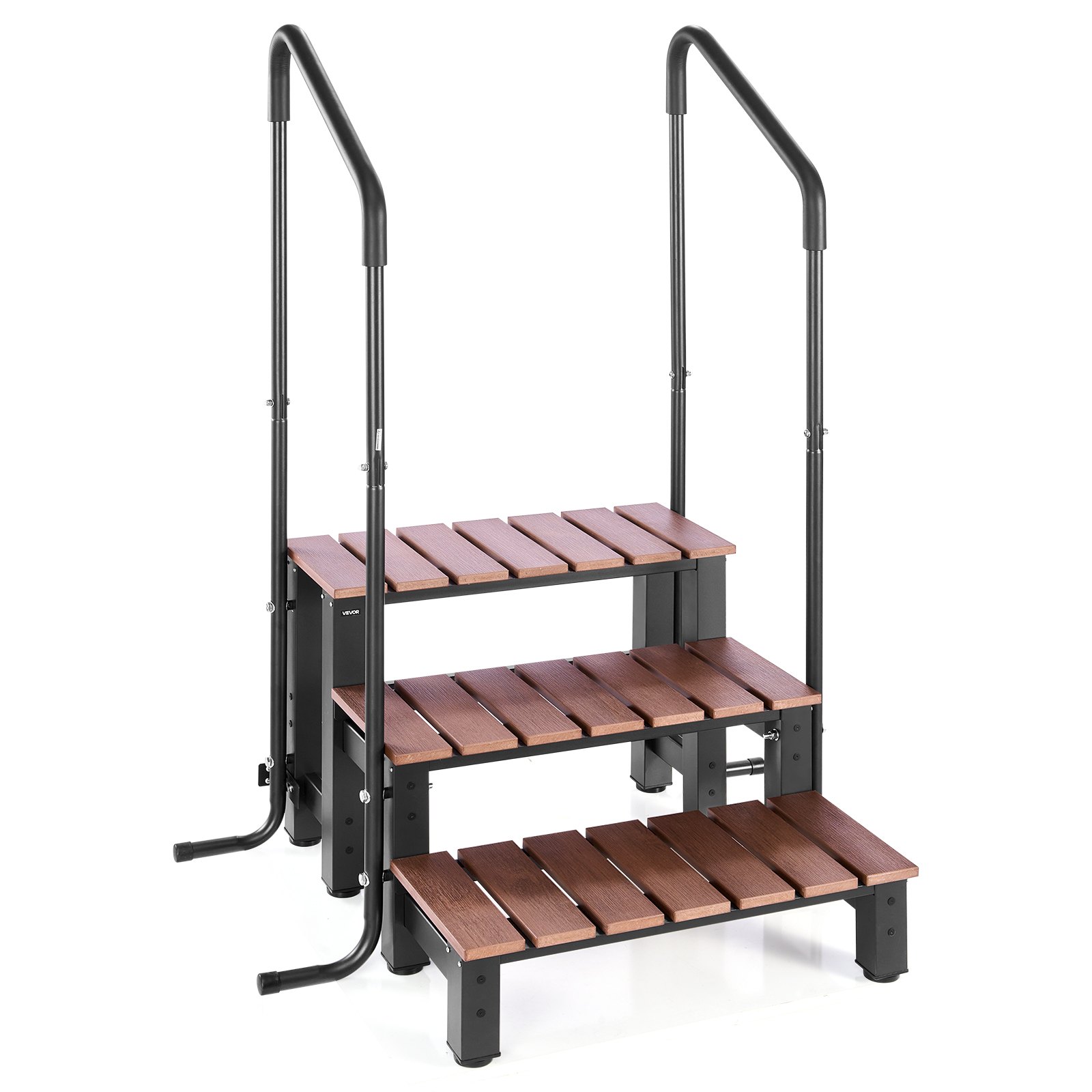 Mullivanni aste käsipuuga, 3-astmeline spaatrepp õue, vastupidav 640,1 mm lai maapealne/täispuhutav basseinirepp kandevõimega 249,5 kg, mitmeotstarbeline verandale, terrassile, tekile, haagissuvilatele