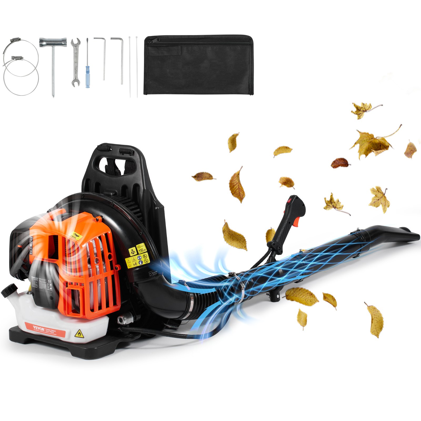Seljakott-lehepuhur 52 cm³ kahetaktiline bensiinimootoriga lehepuhur 1 37-liitrise kütusepaagiga 816 m3/h õhumaht 175