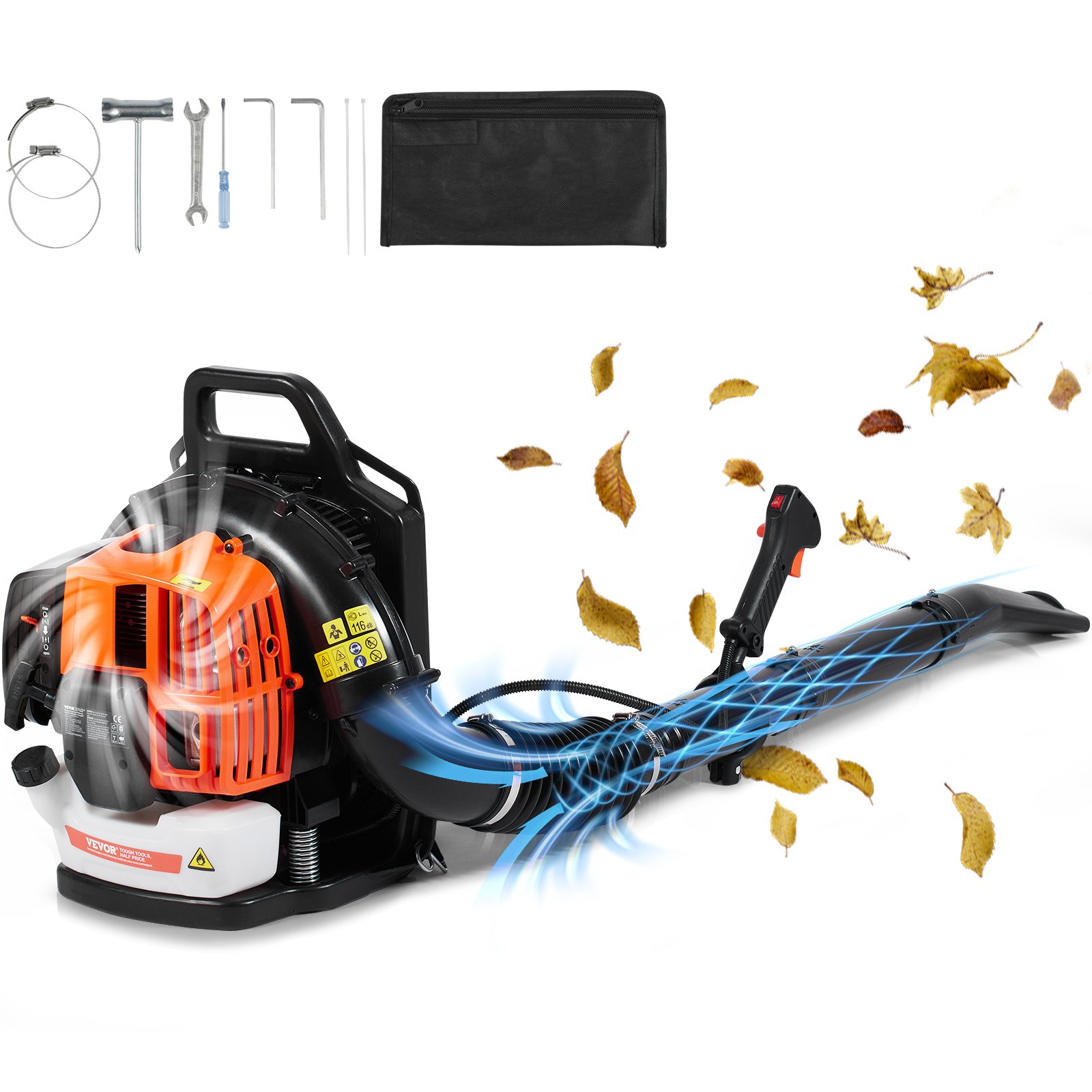 Seljakantav lehepuhur 63 cm³ kahetaktiline bensiinimootoriga lehepuhur 1 89 l kütusepaagiga 1886 m3/h õhumaht 220 MPH