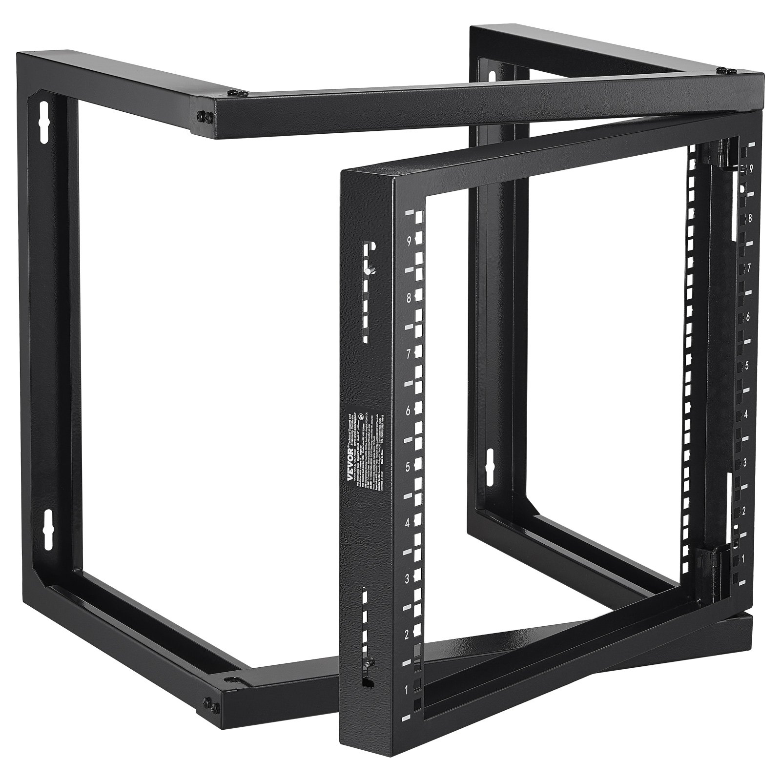 9U seinale kinnitatav riiul 68 kg/68 04 kg avatud raamiga serverivõrgu riiul must 530x450x520 mm